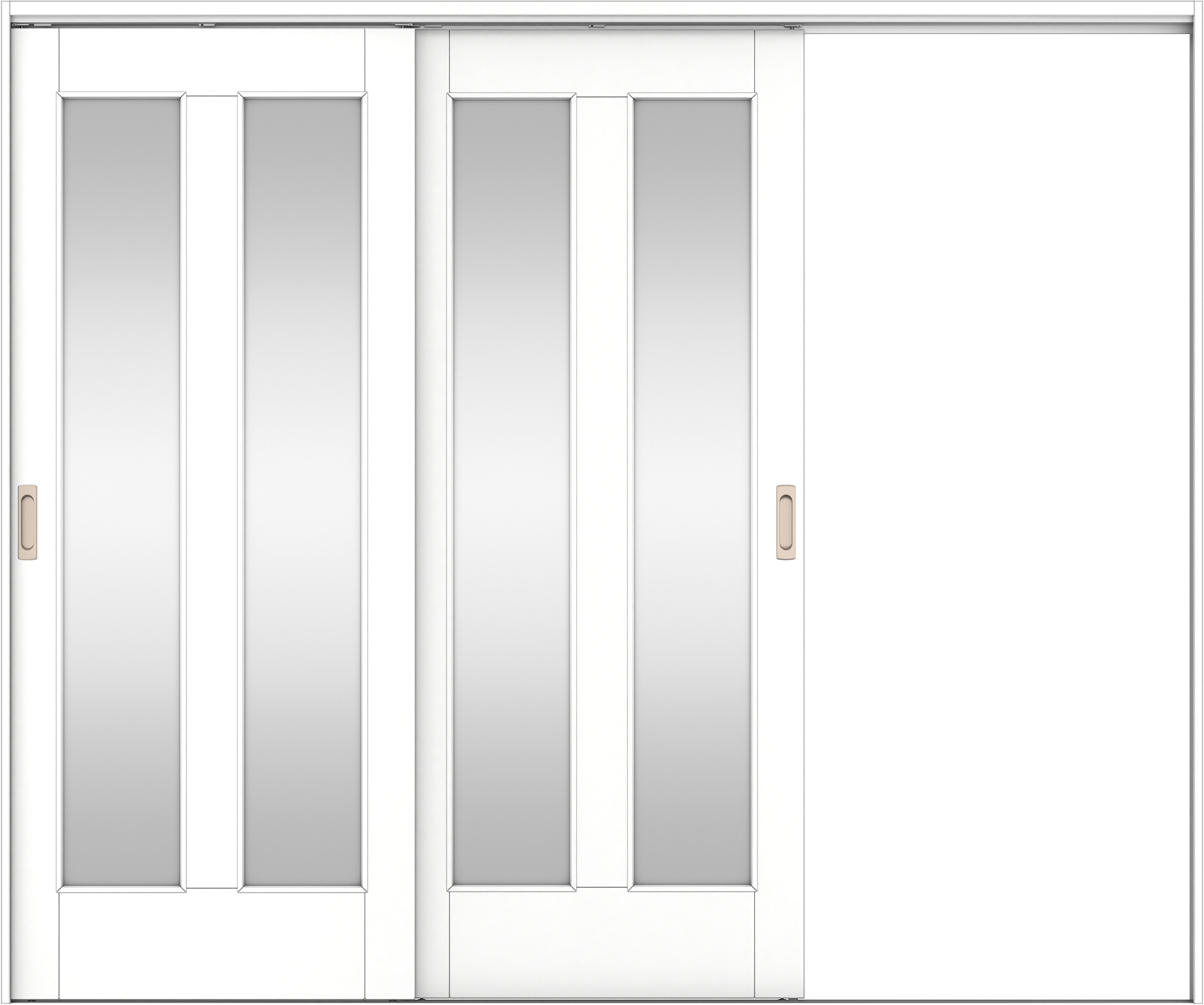 リビングドア　イエリア　吊戸・２枚片引　扉セット　０６デザイン　２４３７幅用　２０００高　〈パウダーホワイト柄〉　右引用　錠なし　ラクラクローズ付用