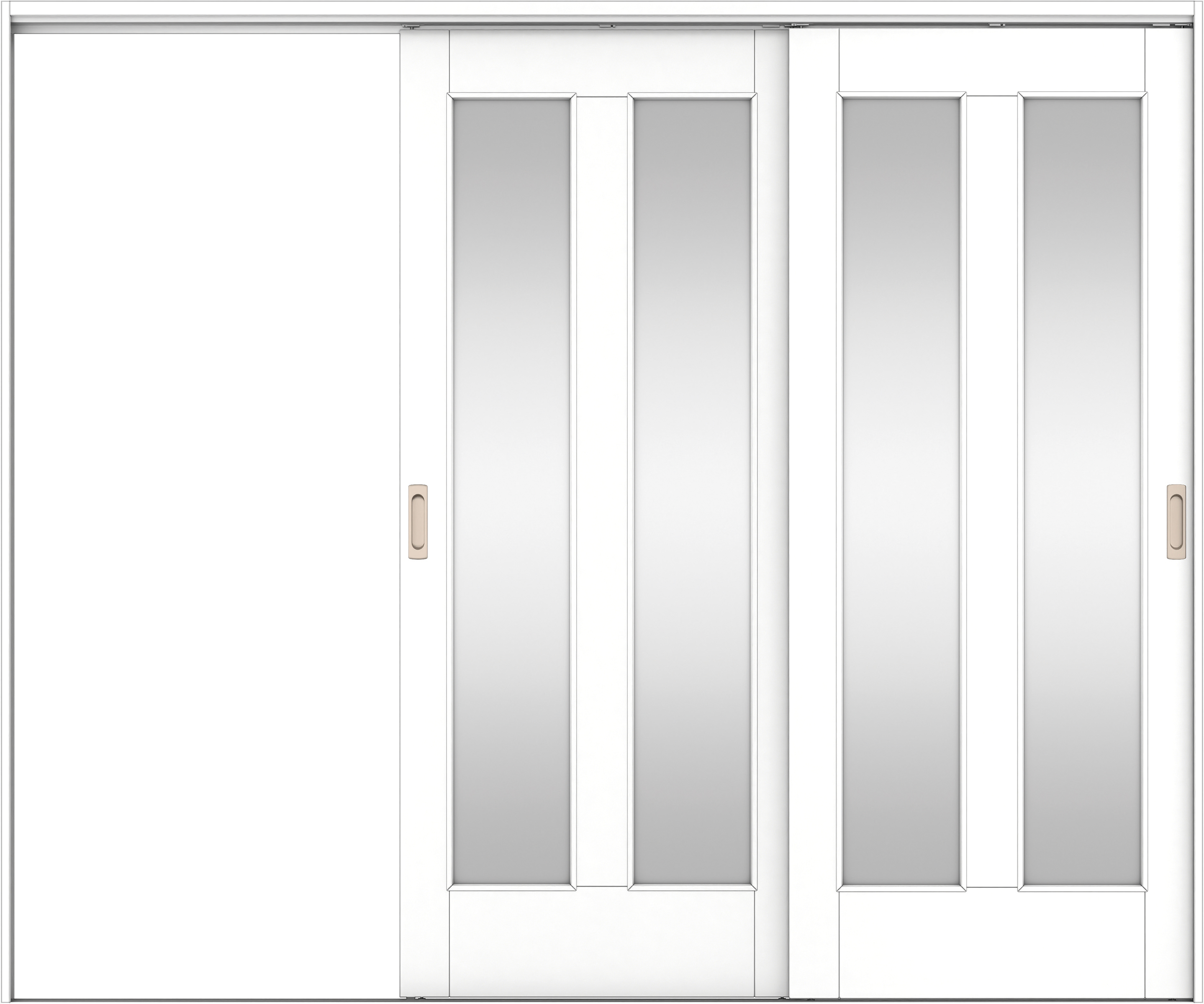 リビングドア　イエリア　吊戸・２枚片引　扉セット　０６デザイン　２４３７幅用　２０００高　〈パウダーホワイト柄〉　左引用　錠なし　ラクラクローズ付用