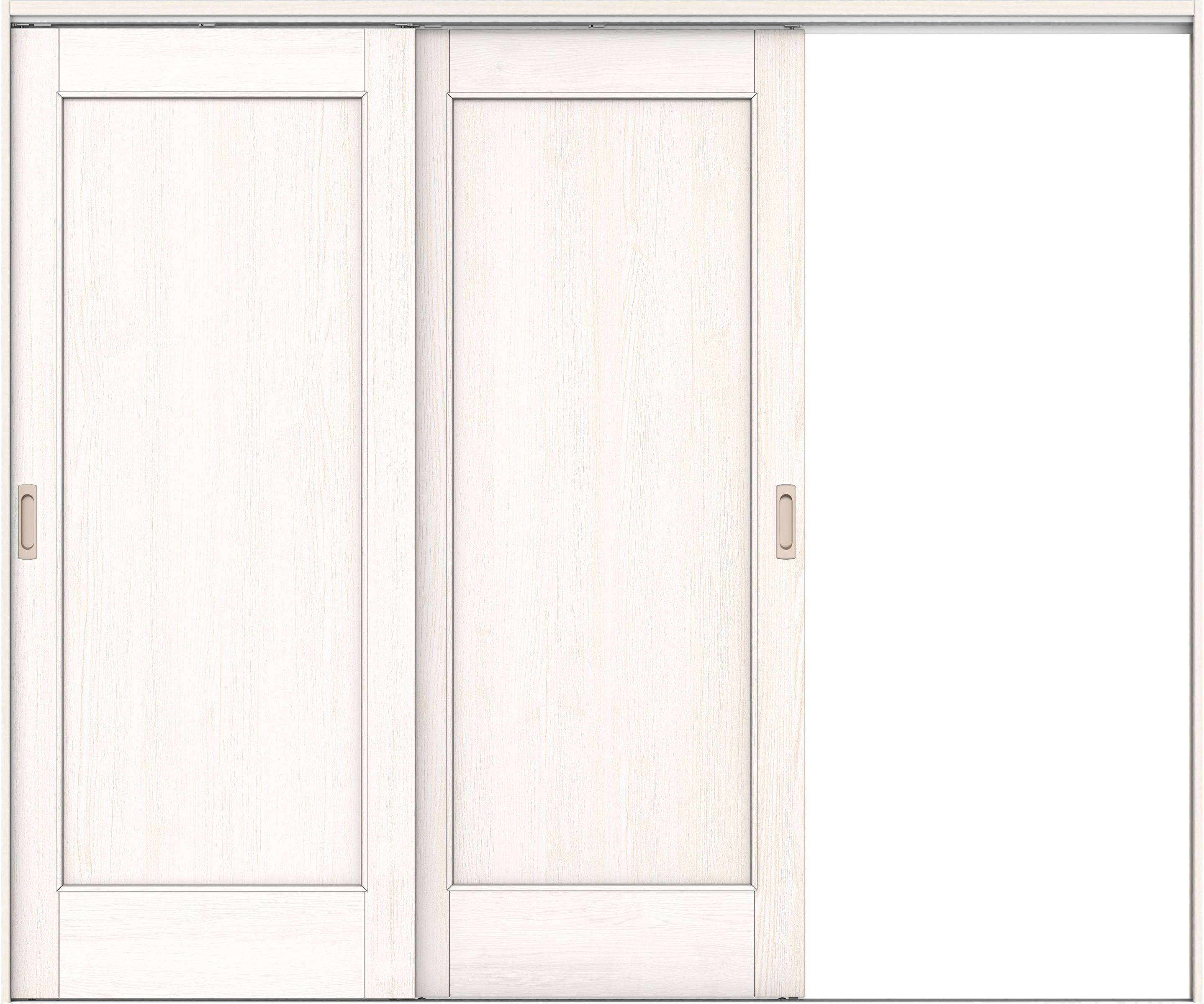 リビングドア　イエリア　吊戸・２枚片引　扉セット　０１デザイン　２４３７幅用　２０００高　〈ネオホワイト柄〉　右引用　錠なし　ラクラクローズ付用