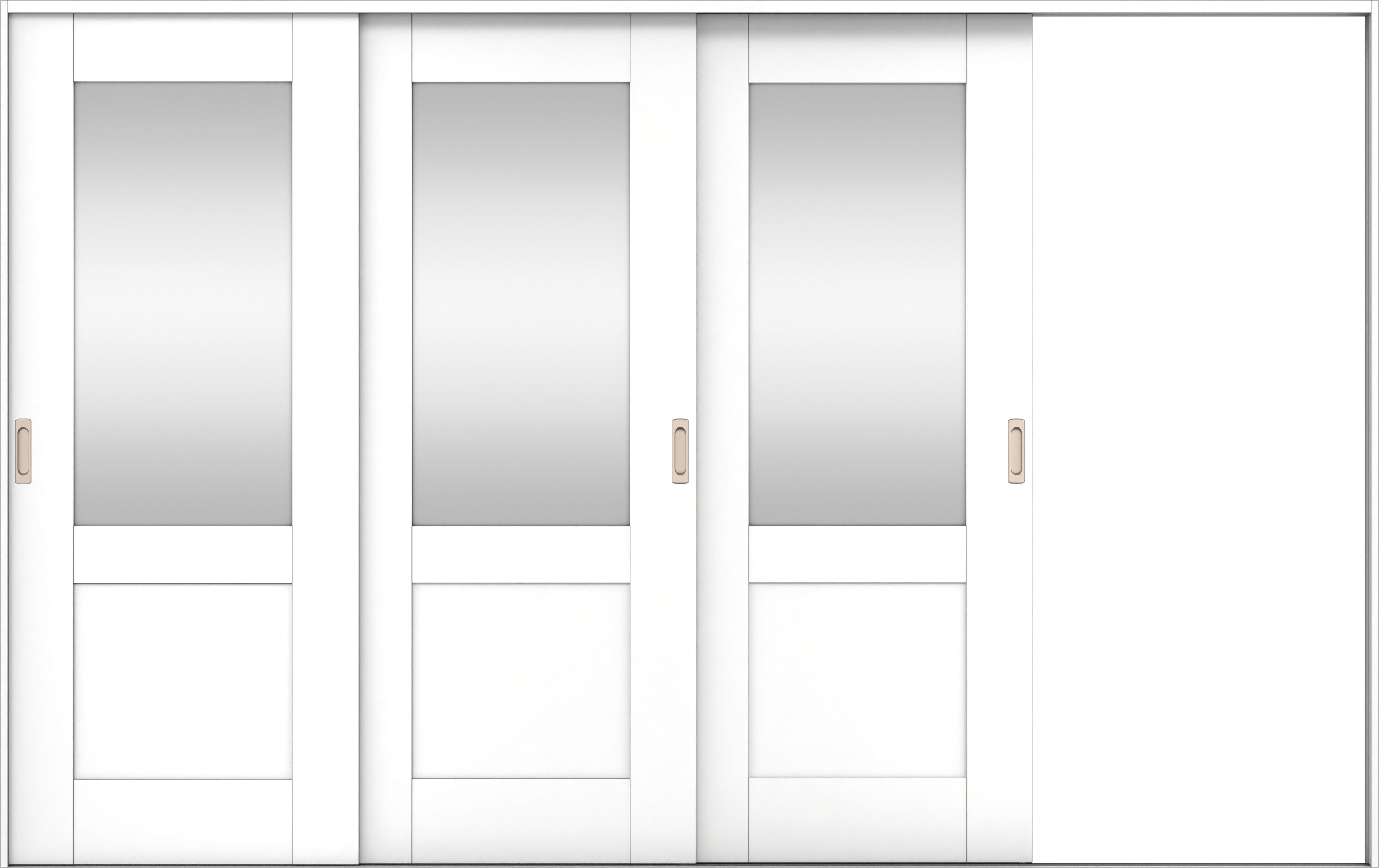 リビングドア　イエリア　引戸・３枚片引　扉セット　２８デザイン　３２２９幅用　２０００高　〈パウダーホワイト柄〉　右引用　錠なし　ラクラクローズ付