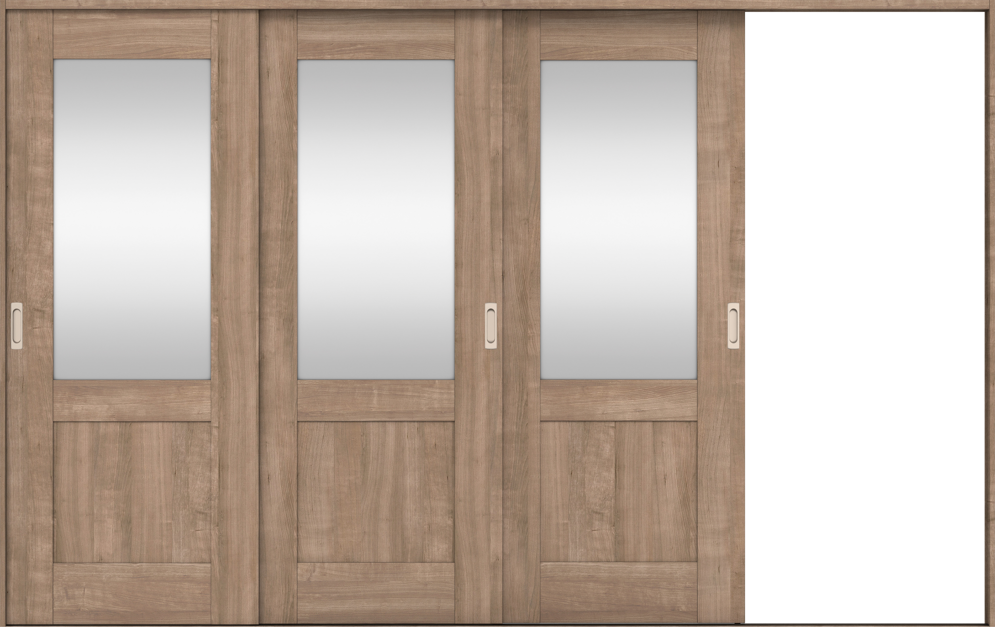 リビングドア　イエリア　引戸・３枚片引　扉セット　２８デザイン　３２２９幅用　２０００高　〈トープグレー柄〉　右引用　錠なし　ラクラクローズ付