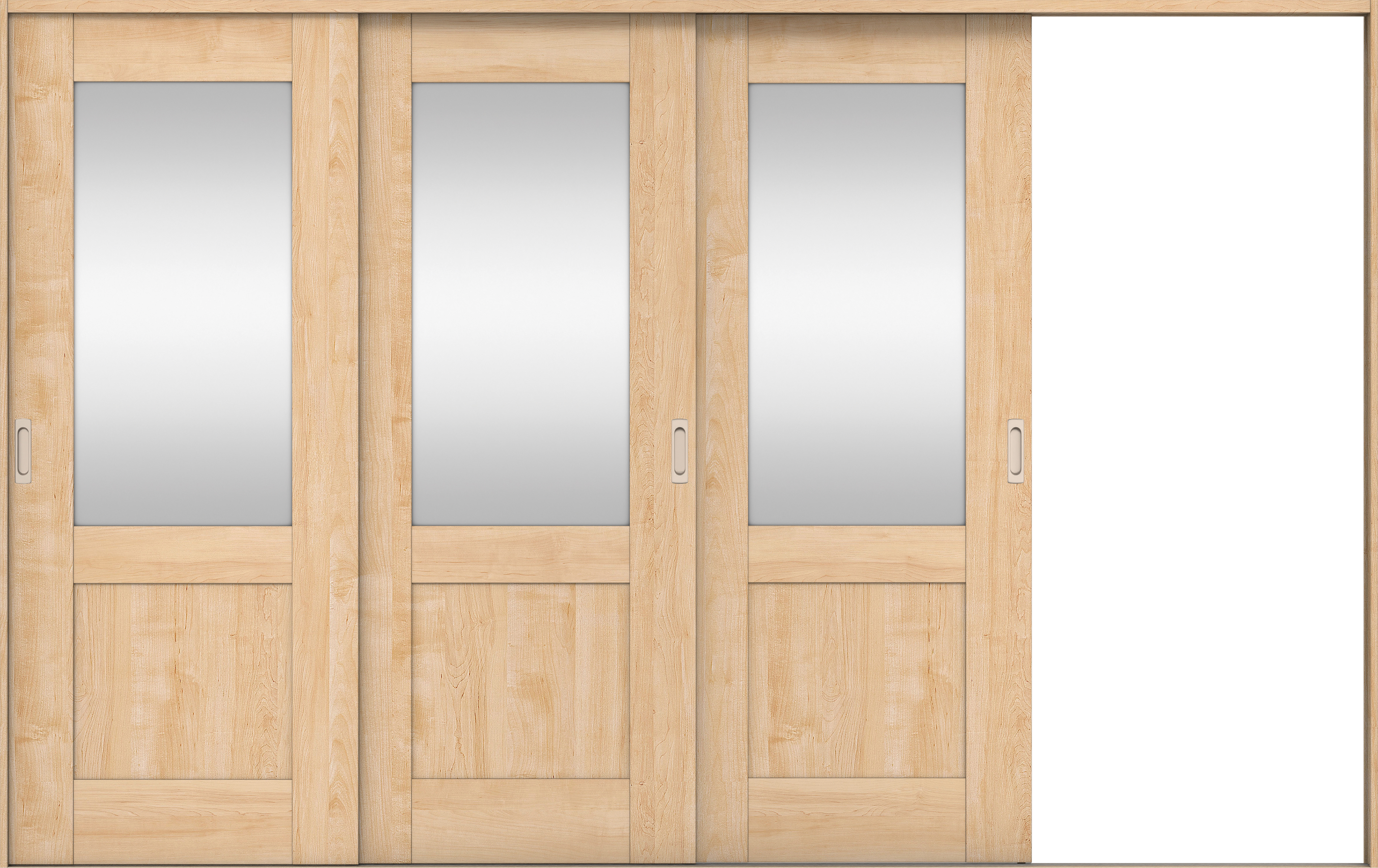 リビングドア　イエリア　引戸・３枚片引　扉セット　２８デザイン　３２２９幅用　２０００高　〈ミルベージュ柄〉　右引用　錠なし　ラクラクローズ付