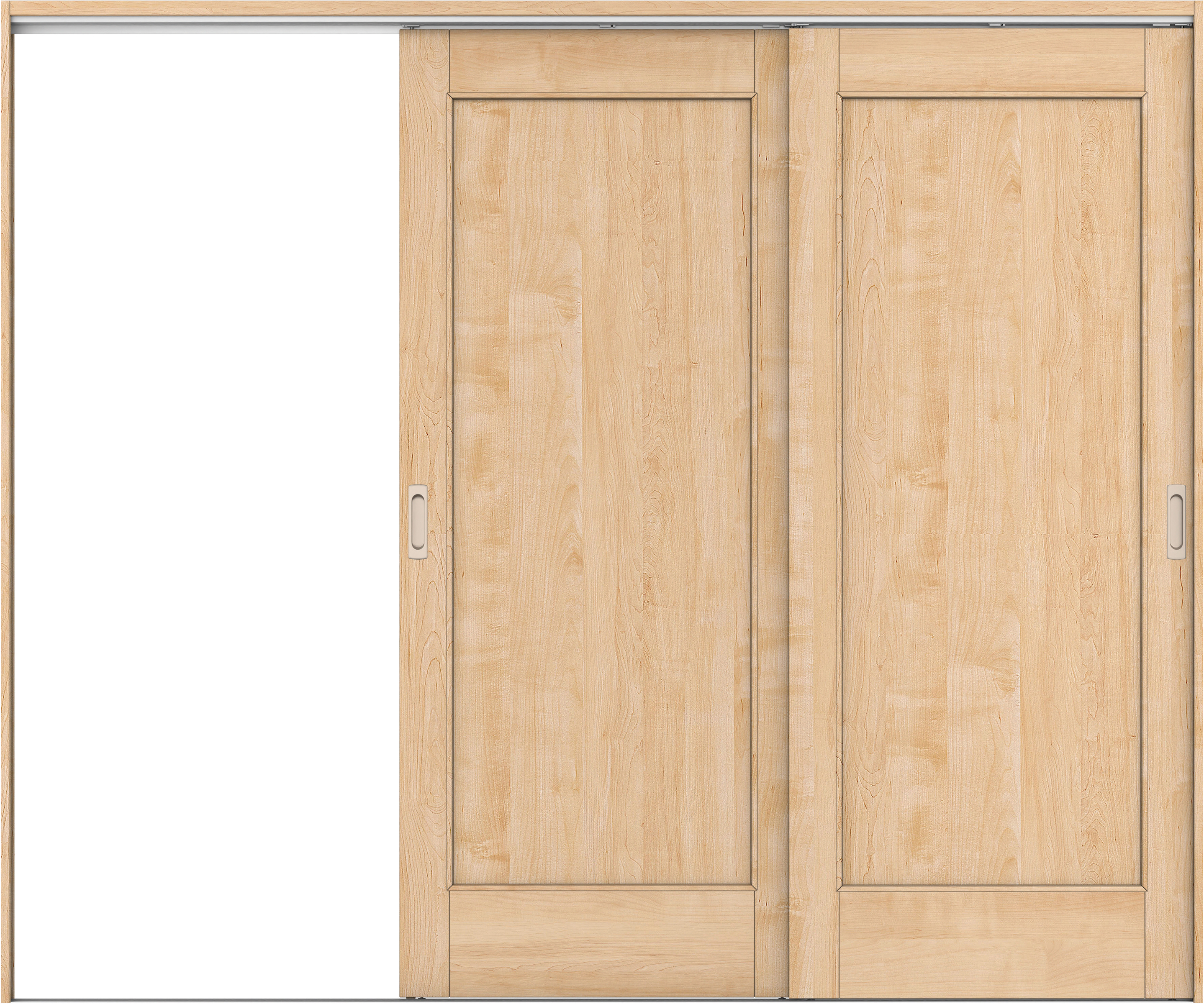 リビングドア　イエリア　吊戸・２枚片引　扉セット　０１デザイン　２４３７幅用　２０００高　〈ミルベージュ柄〉　左引用　錠なし　ラクラクローズ付用