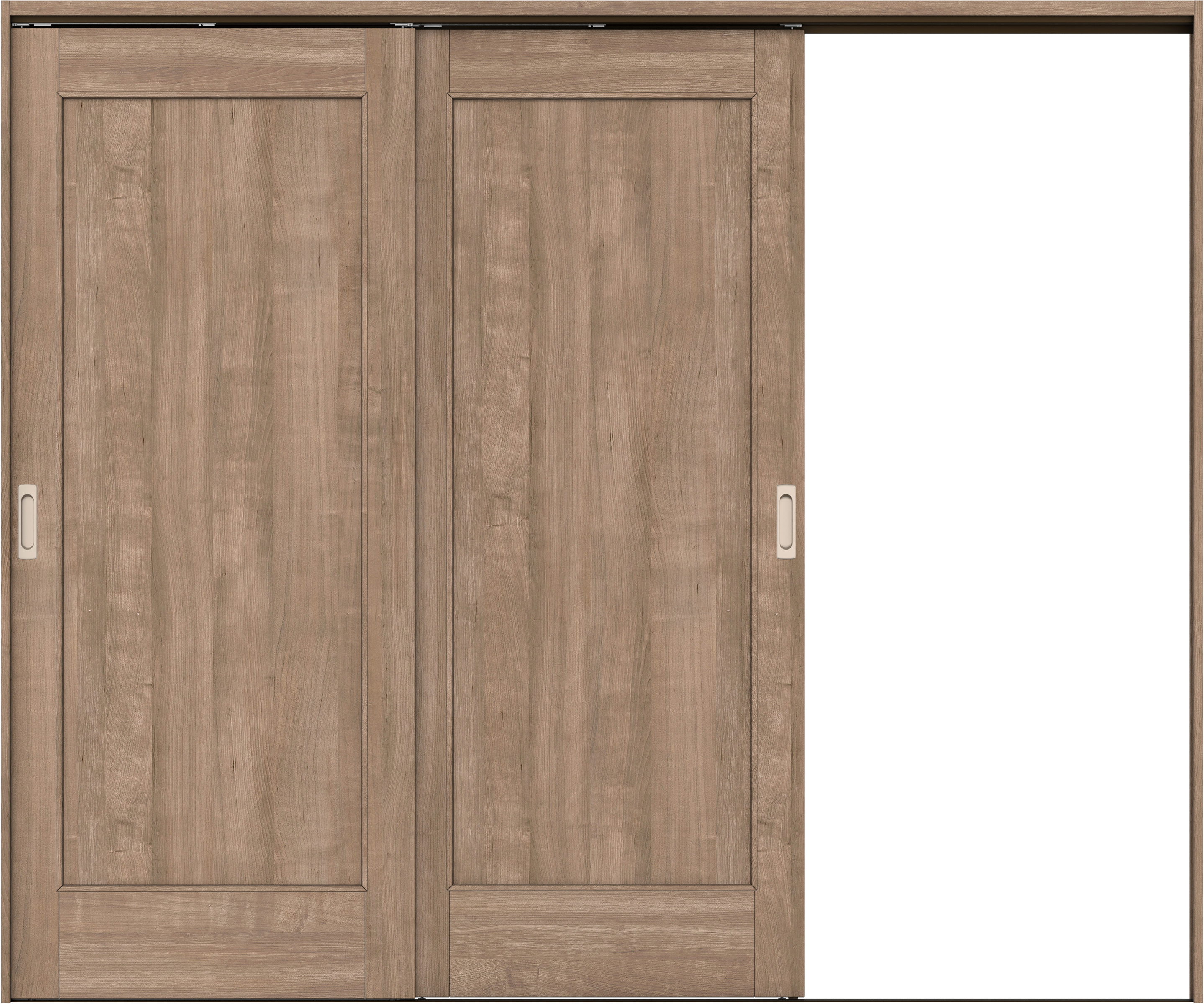 リビングドア　イエリア　吊戸・２枚片引　扉セット　０１デザイン　２４３７幅用　２０００高　〈トープグレー柄〉　右引用　錠なし　ラクラクローズ付用