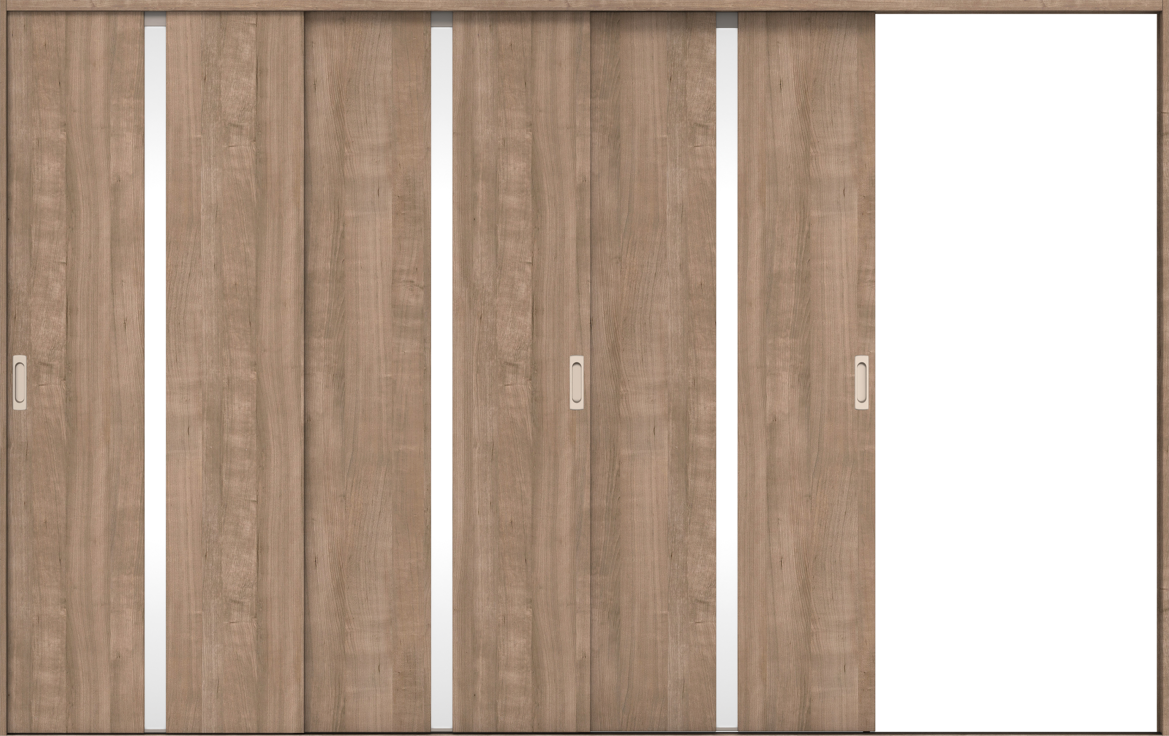 リビングドア　イエリア　引戸・３枚片引　扉セット　２Ｐデザイン　３２２９幅用　２０００高　〈トープグレー柄〉　右引用　錠なし　ラクラクローズ付