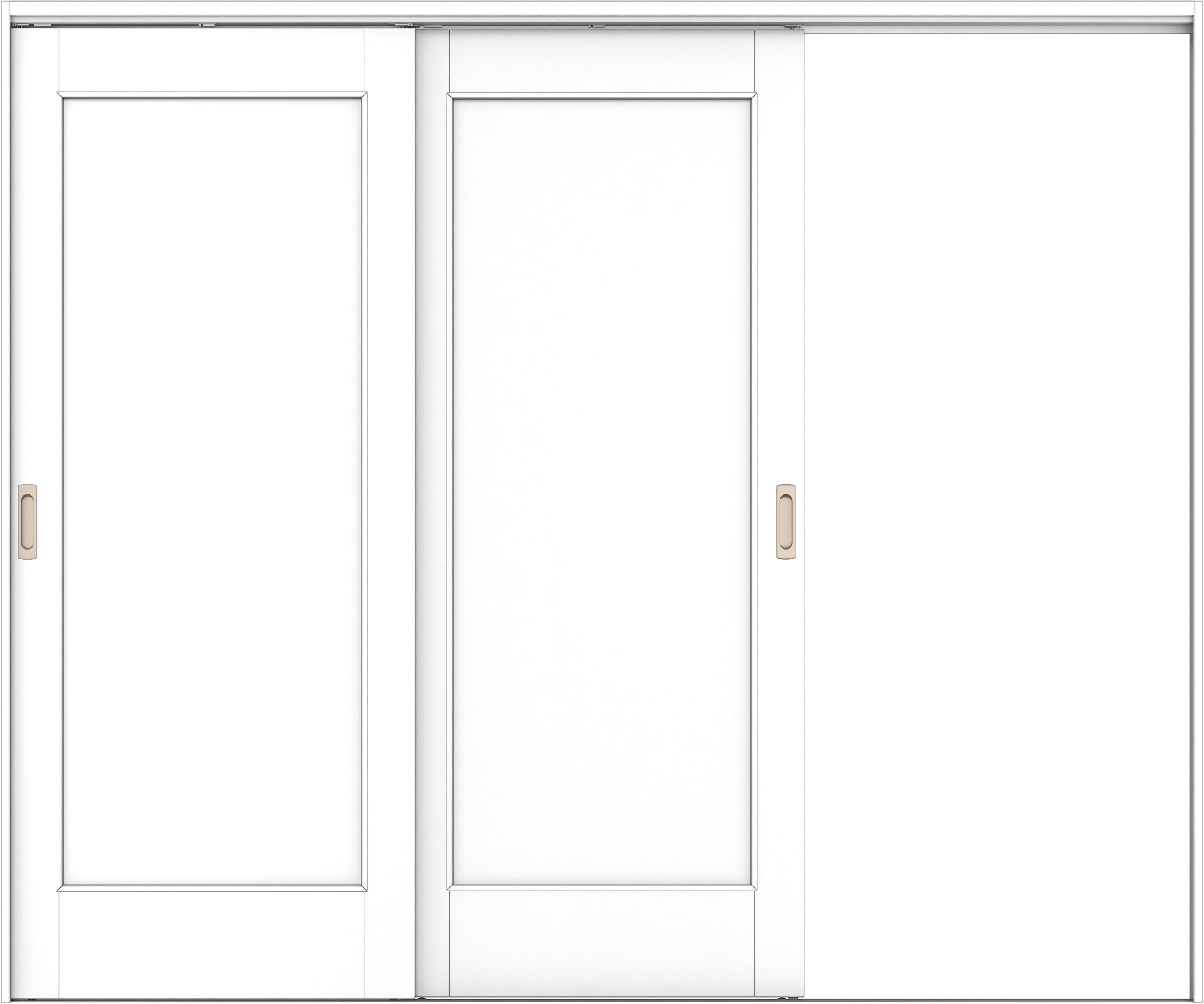 リビングドア　イエリア　吊戸・２枚片引　扉セット　０１デザイン　２４３７幅用　２０００高　〈パウダーホワイト柄〉　右引用　錠なし　ラクラクローズ付用