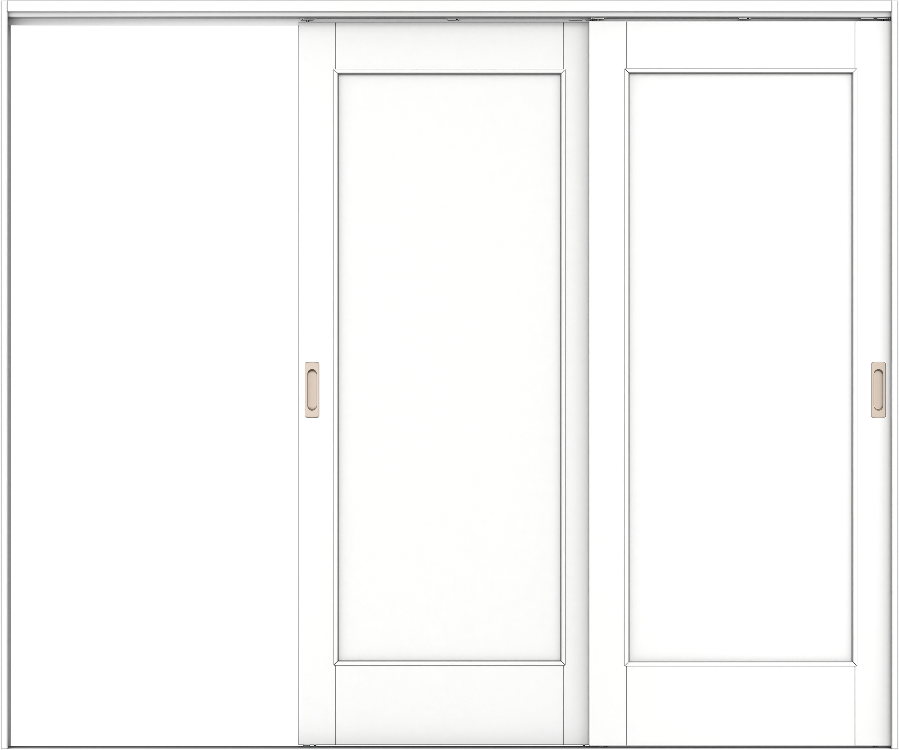 リビングドア　イエリア　吊戸・２枚片引　扉セット　０１デザイン　２４３７幅用　２０００高　〈パウダーホワイト柄〉　左引用　錠なし　ラクラクローズ付用