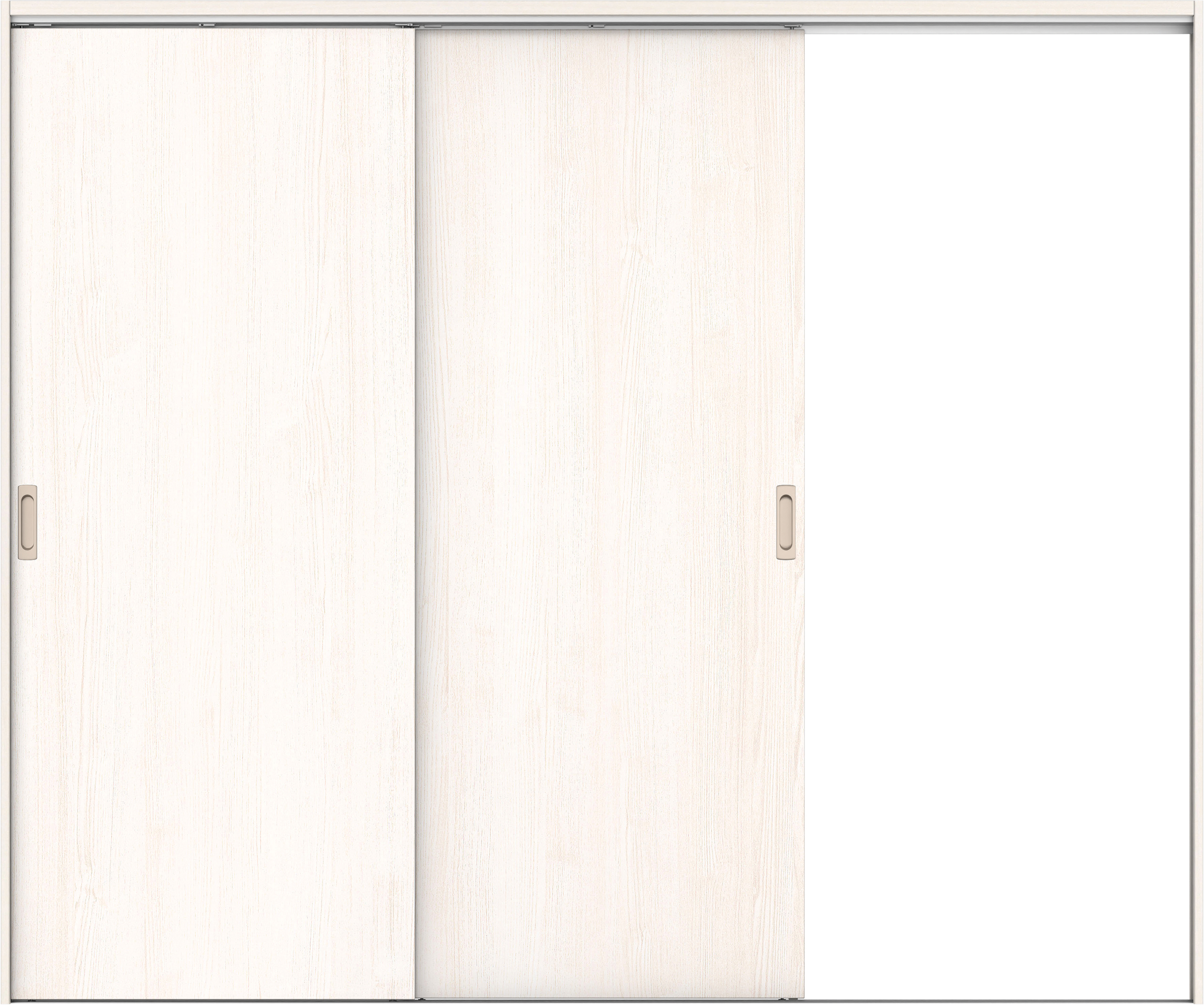 リビングドア　イエリア　吊戸・２枚片引　扉セット　００デザイン　２４３７幅用　２０００高　〈ネオホワイト柄〉　右引用　錠なし　ラクラクローズ付用