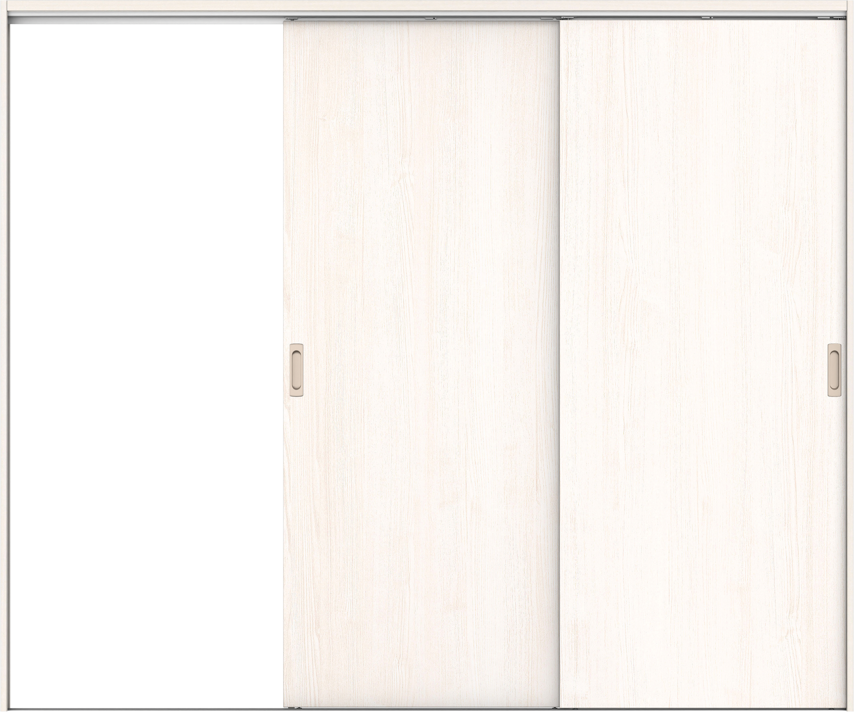 リビングドア　イエリア　吊戸・２枚片引　扉セット　００デザイン　２４３７幅用　２０００高　〈ネオホワイト柄〉　左引用　錠なし　ラクラクローズ付用
