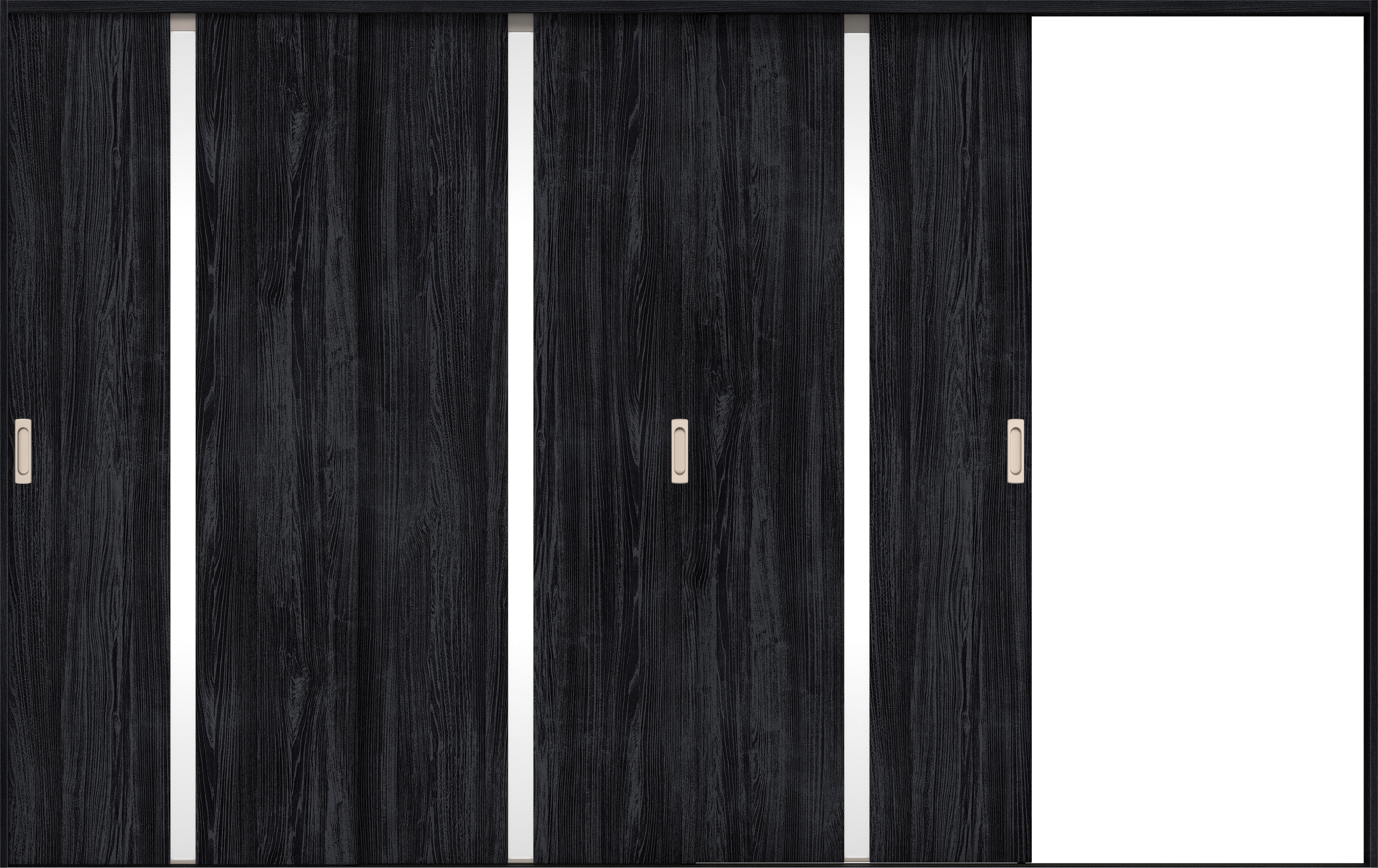 リビングドア　イエリア　引戸・３枚片引　扉セット　２Ｐデザイン　３２２９幅用　２０００高　〈モスブラック柄〉　右引用　錠なし　ラクラクローズ付