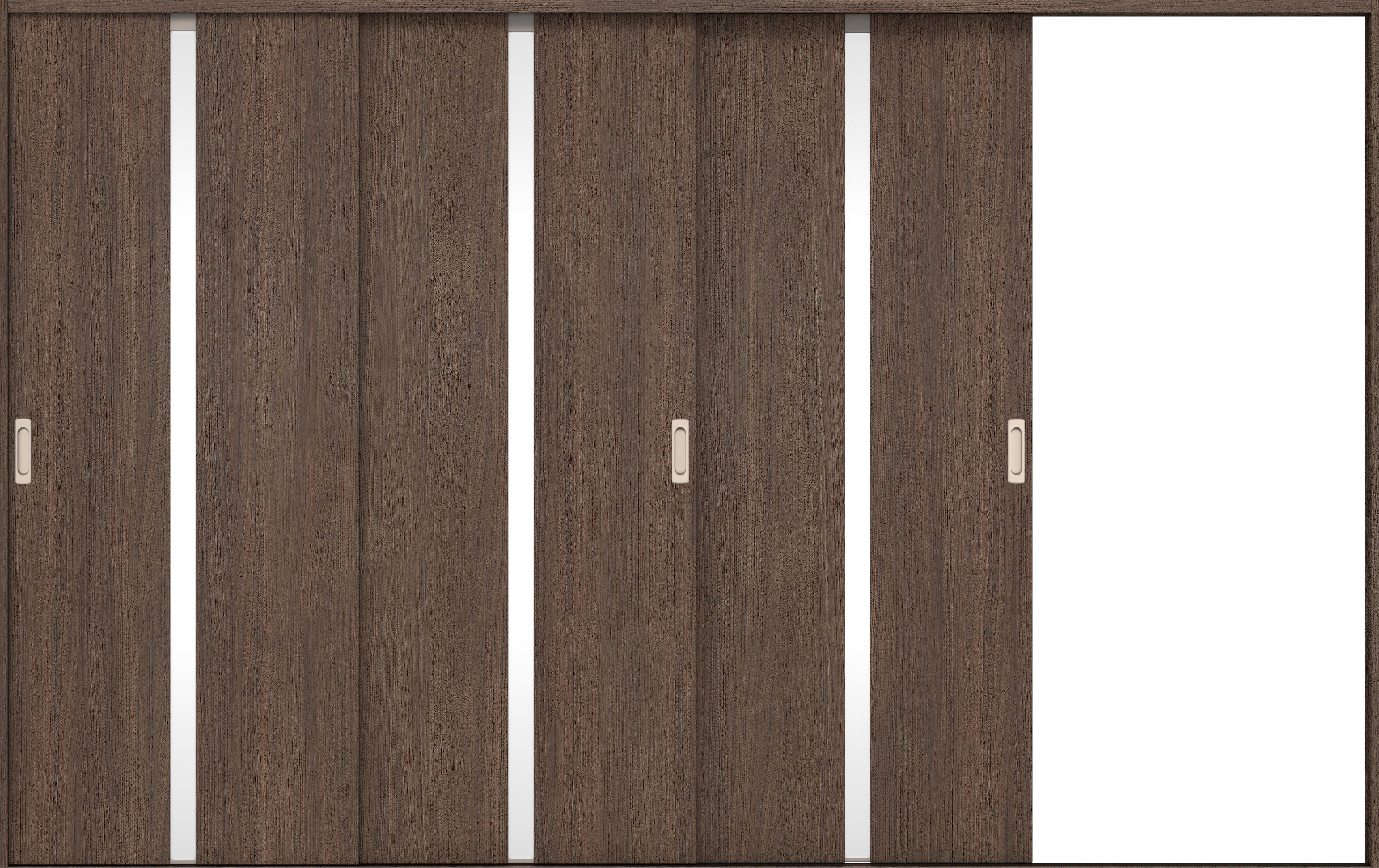 リビングドア　イエリア　引戸・３枚片引　扉セット　２Ｐデザイン　３２２９幅用　２０００高　〈ダルブラウン柄〉　右引用　錠なし　ラクラクローズ付