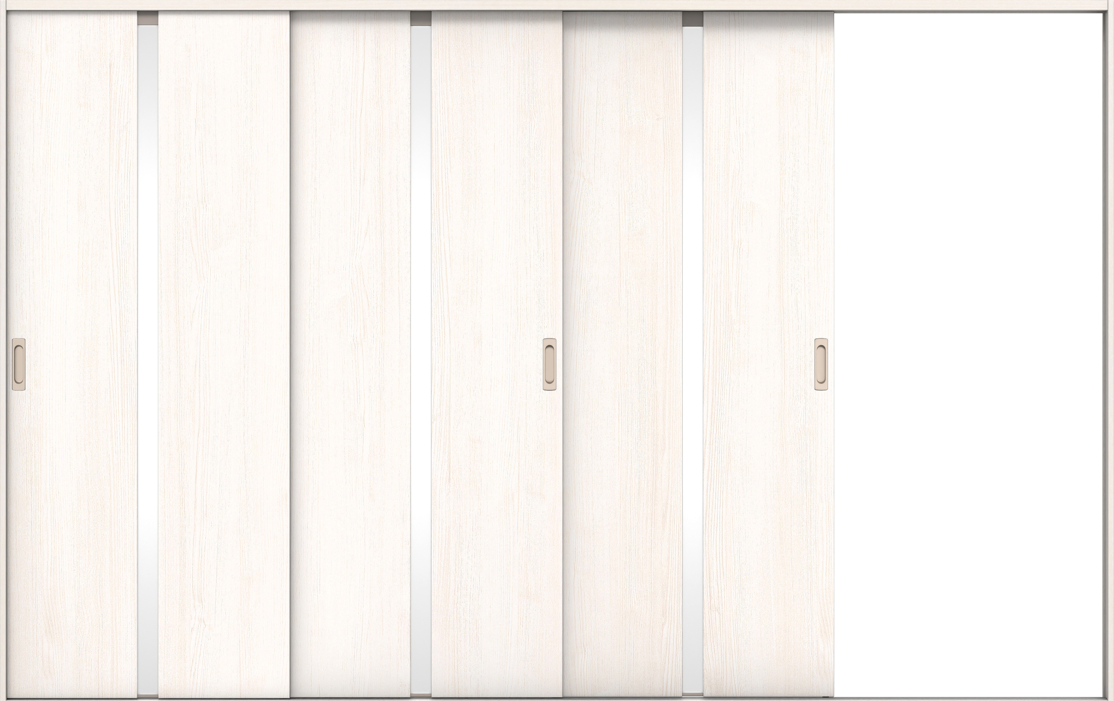 リビングドア　イエリア　引戸・３枚片引　扉セット　２Ｐデザイン　３２２９幅用　２０００高　〈ネオホワイト柄〉　右引用　錠なし　ラクラクローズ付