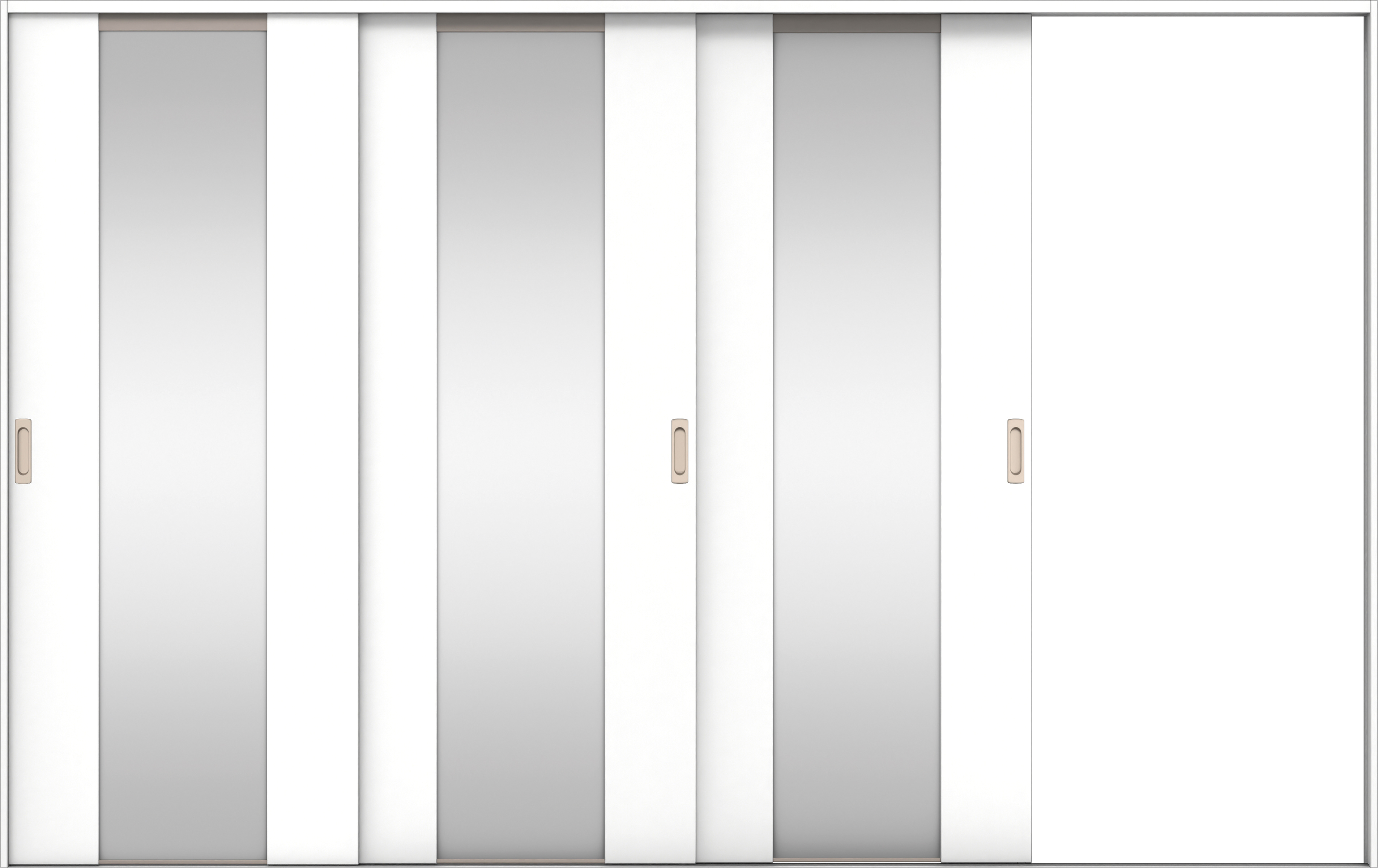 リビングドア　イエリア　引戸・３枚片引　扉セット　４Ｐデザイン　３２２９幅用　２０００高　〈パウダーホワイト柄〉　右引用　錠なし　ラクラクローズ付