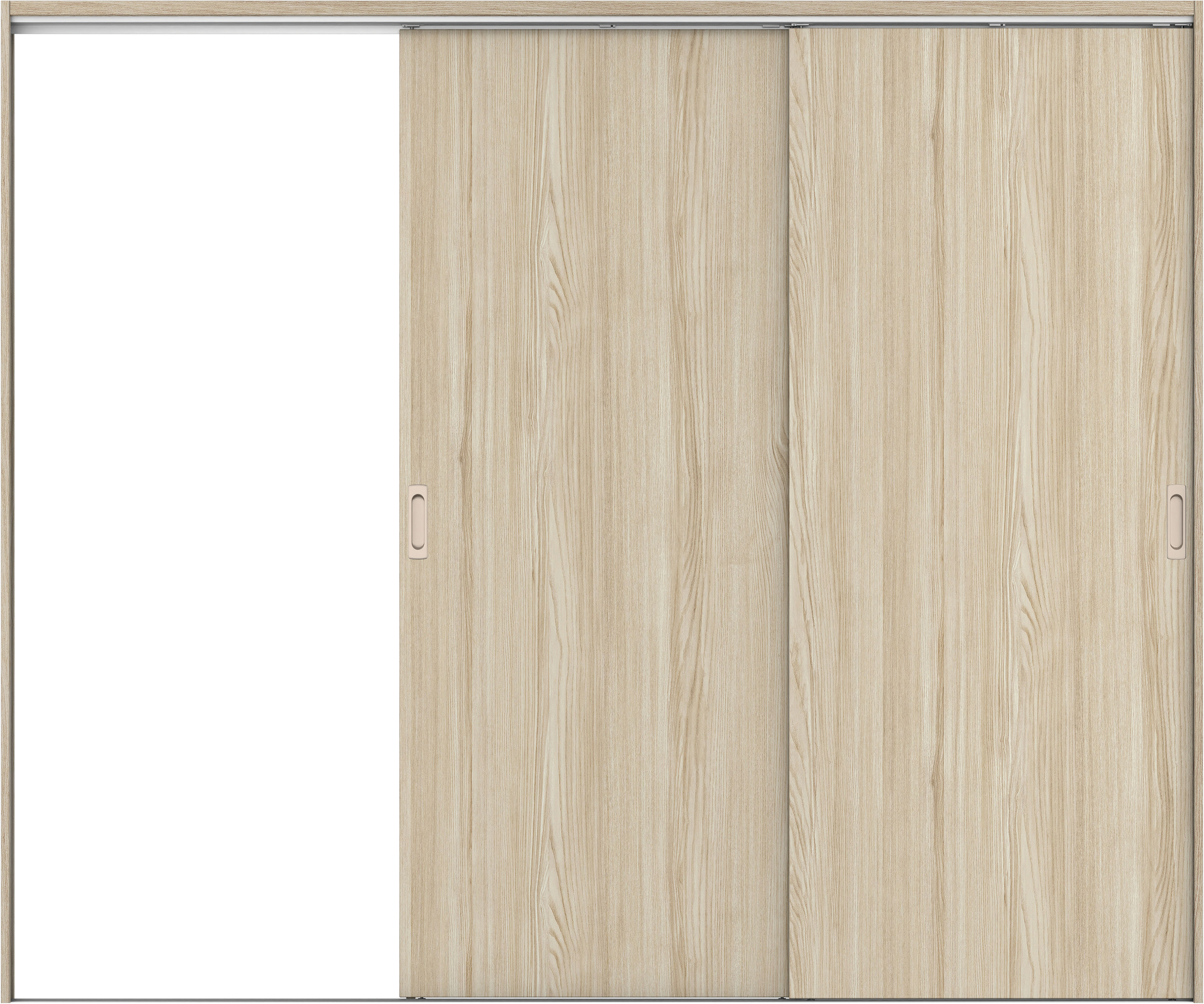 リビングドア　イエリア　吊戸・２枚片引　扉セット　００デザイン　２４３７幅用　２０００高　〈ソフトグレージュ柄〉　左引用　錠なし　ラクラクローズ付用