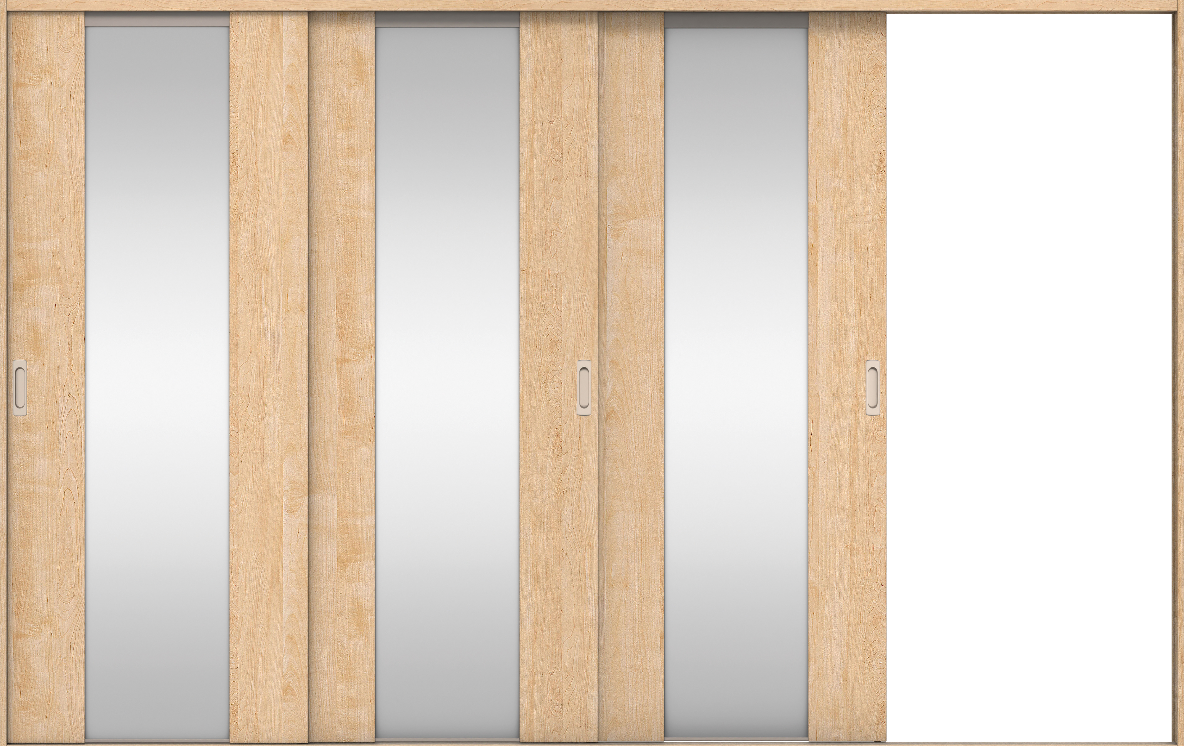 リビングドア　イエリア　引戸・３枚片引　扉セット　４Ｐデザイン　３２２９幅用　２０００高　〈ミルベージュ柄〉　右引用　錠なし　ラクラクローズ付