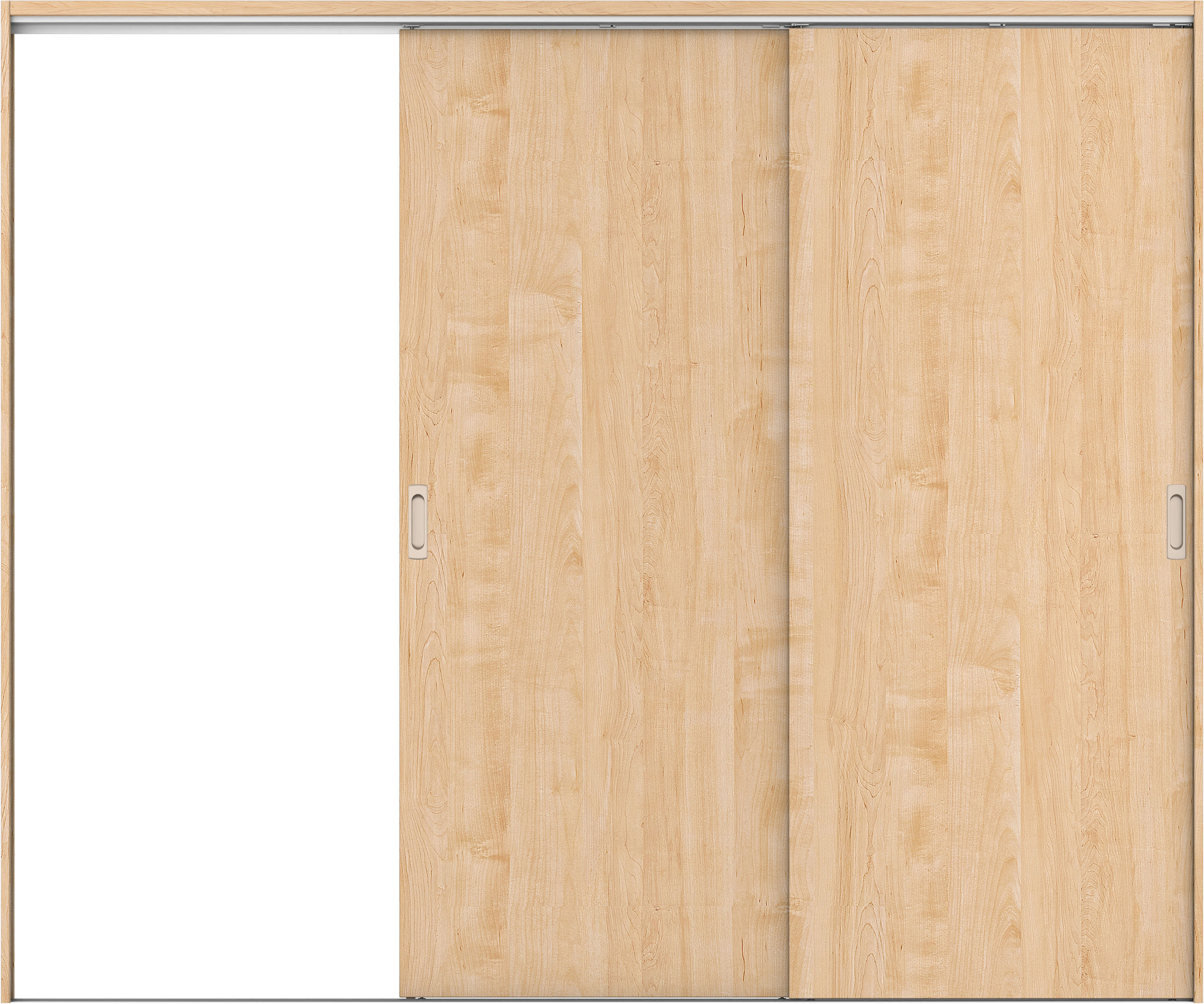 リビングドア　イエリア　吊戸・２枚片引　扉セット　００デザイン　２４３７幅用　２０００高　〈ミルベージュ柄〉　左引用　錠なし　ラクラクローズ付用