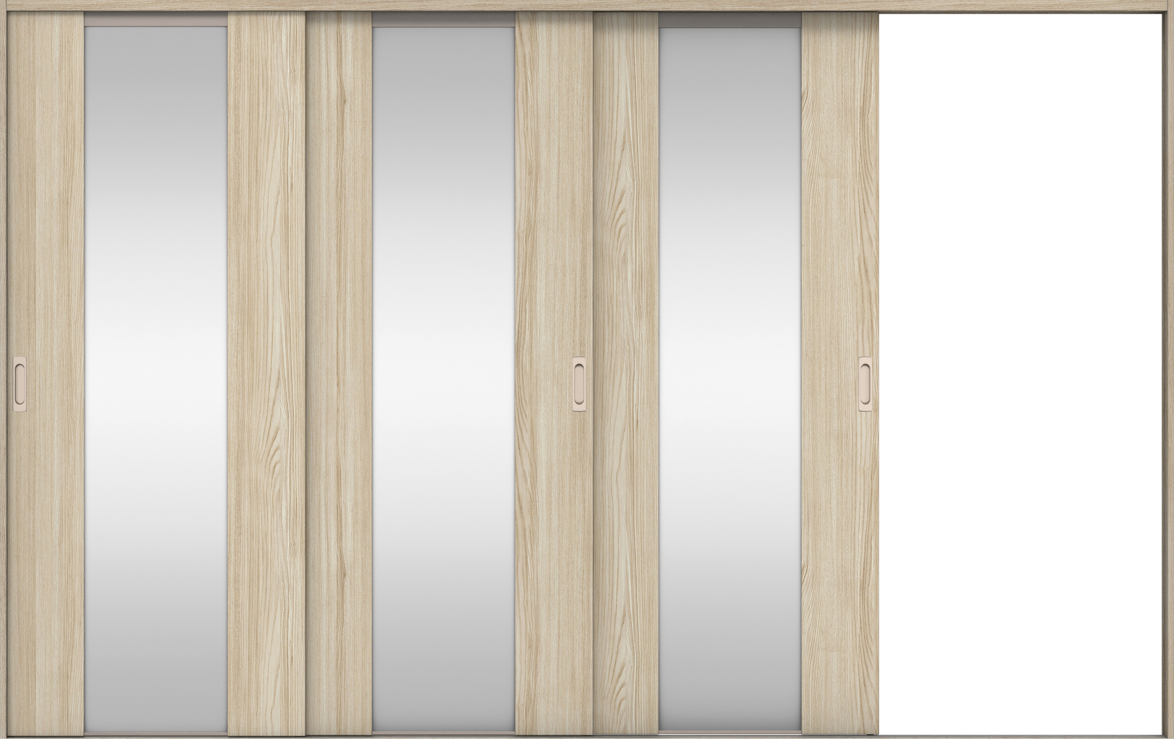 リビングドア　イエリア　引戸・３枚片引　扉セット　４Ｐデザイン　３２２９幅用　２０００高　〈ソフトグレージュ柄〉　右引用　錠なし　ラクラクローズ付