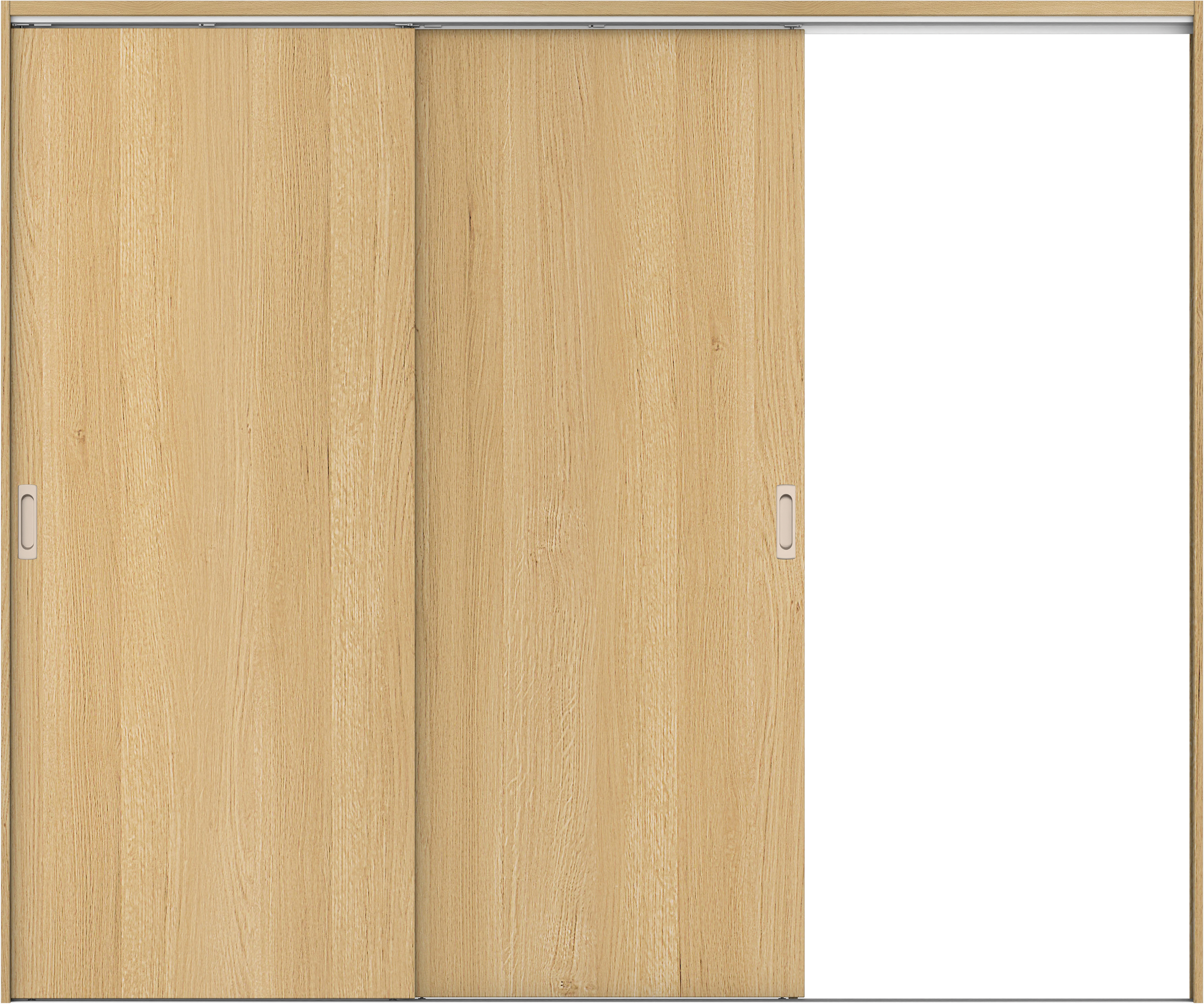 リビングドア　イエリア　吊戸・２枚片引　扉セット　００デザイン　２４３７幅用　２０００高　〈ライトオーカー柄〉　右引用　錠なし　ラクラクローズ付用