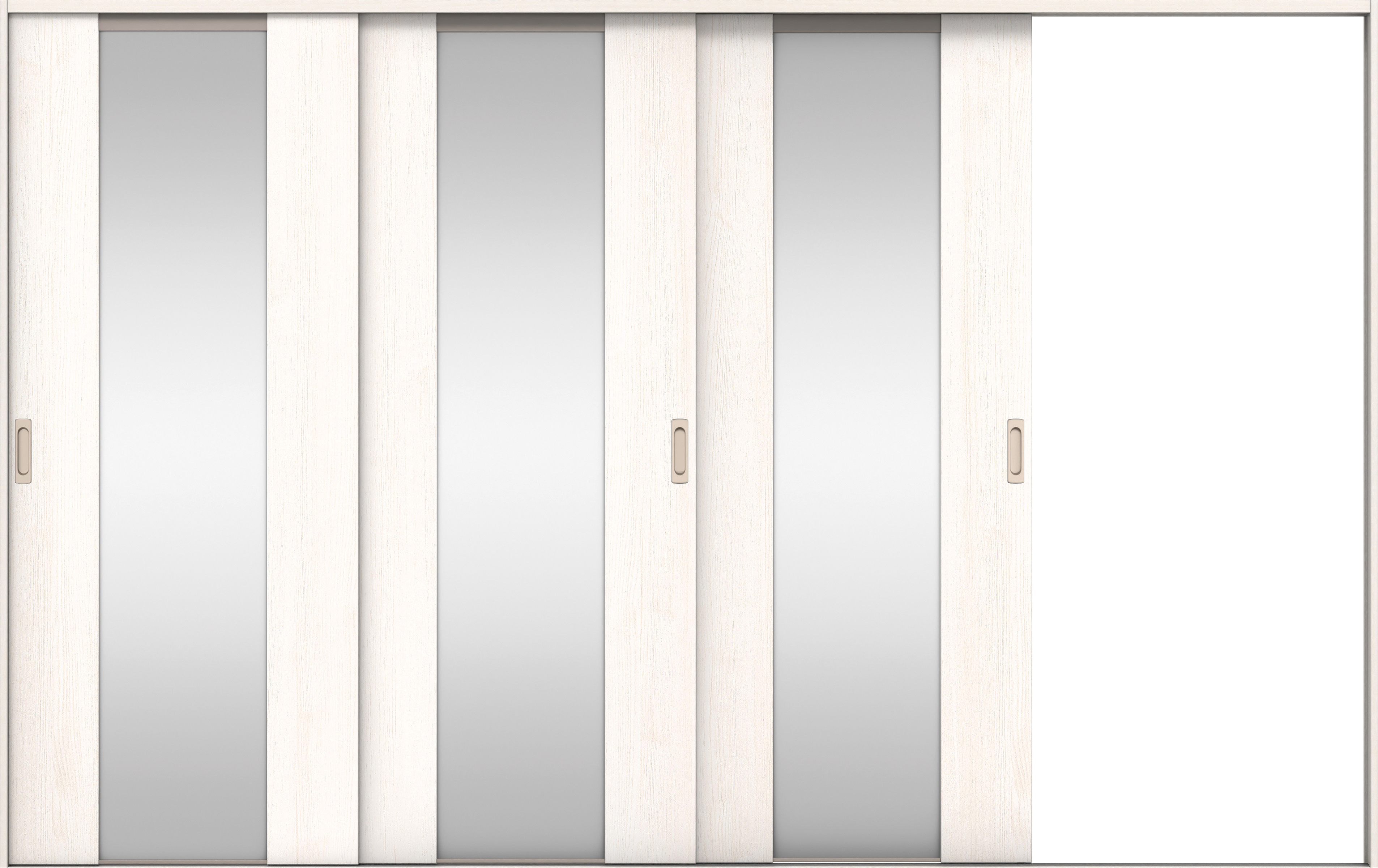 リビングドア　イエリア　引戸・３枚片引　扉セット　４Ｐデザイン　３２２９幅用　２０００高　〈ネオホワイト柄〉　右引用　錠なし　ラクラクローズ付