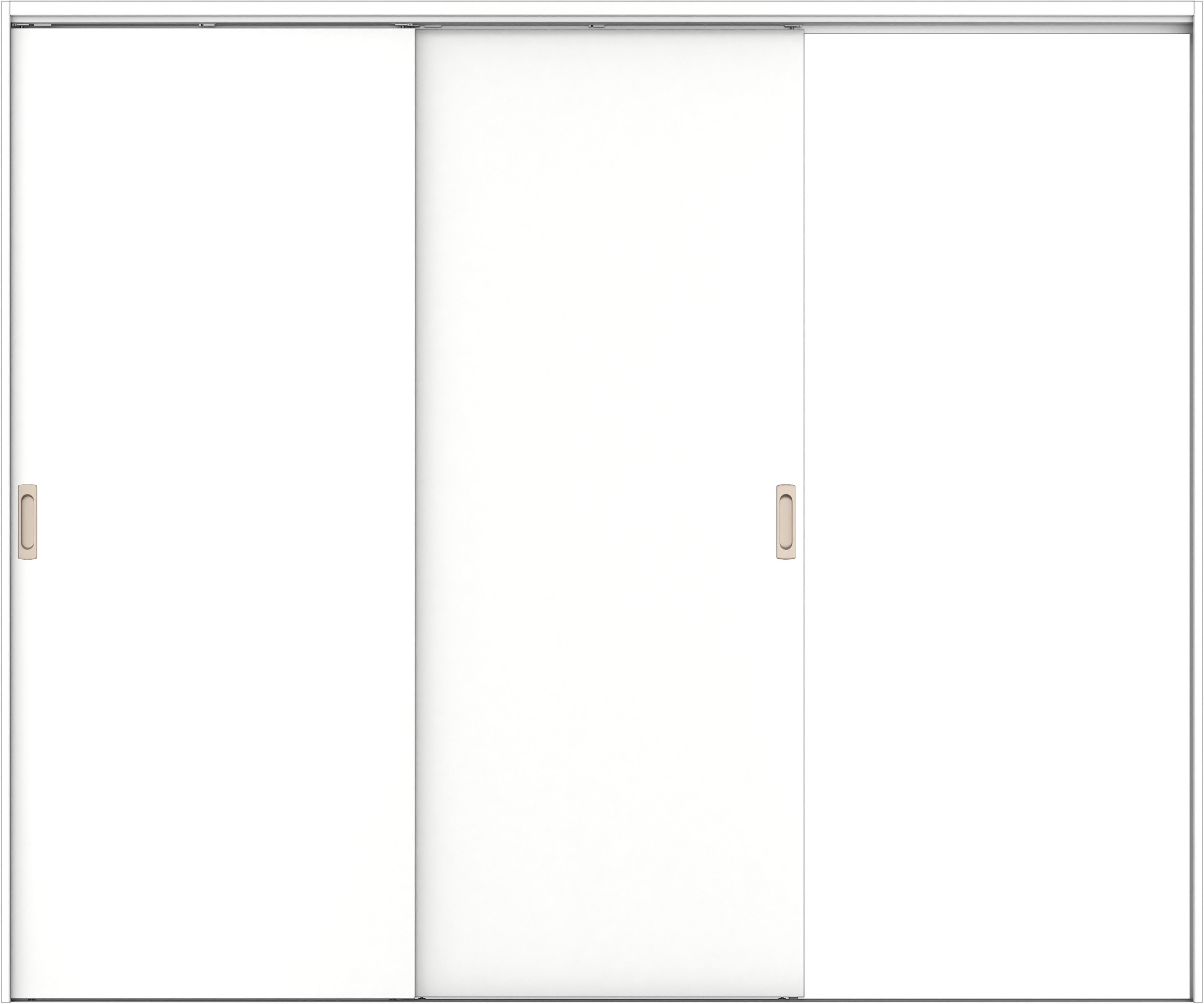 リビングドア　イエリア　吊戸・２枚片引　扉セット　００デザイン　２４３７幅用　２０００高　〈パウダーホワイト柄〉　右引用　錠なし　ラクラクローズ付用