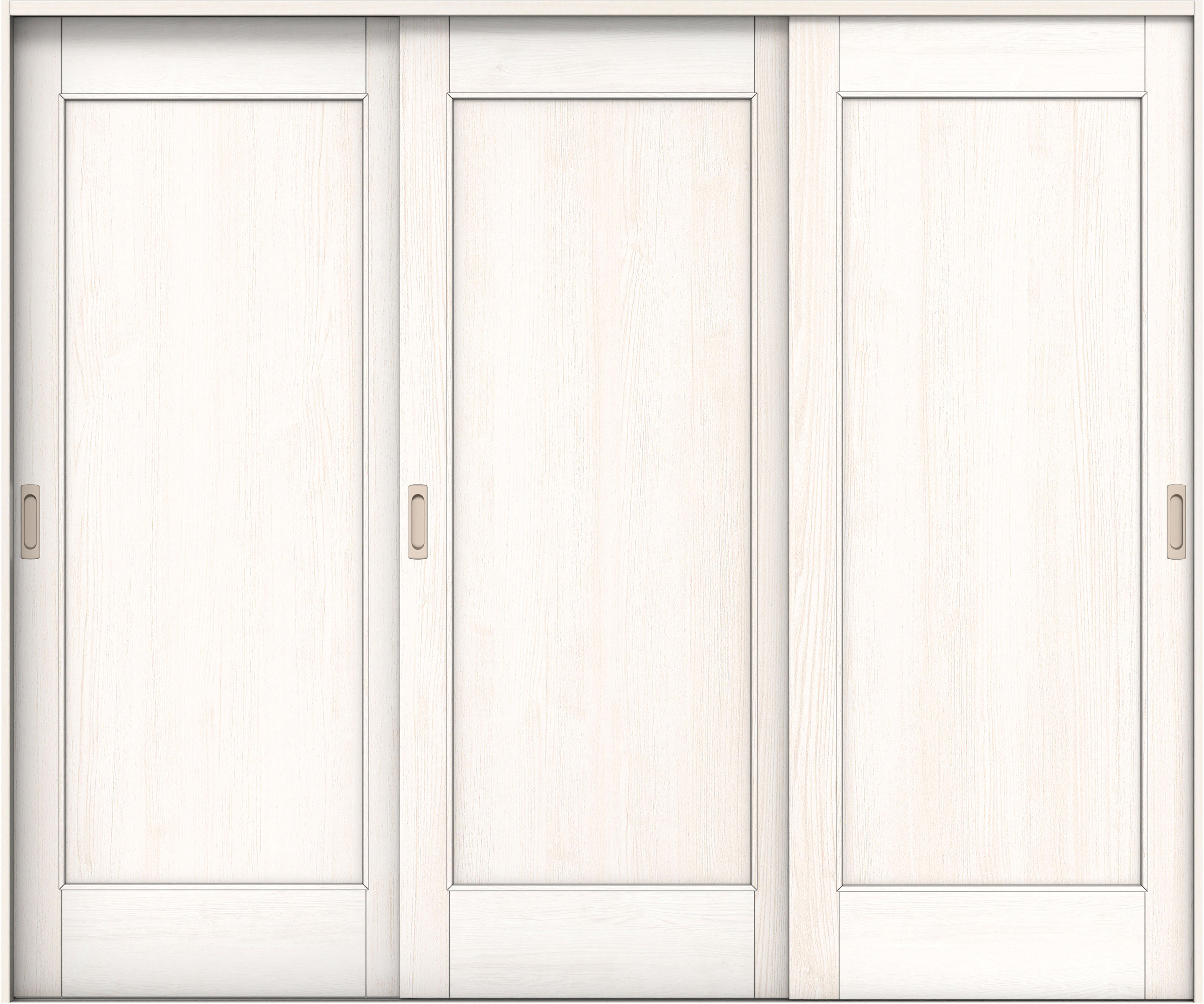 リビングドア　イエリア　引戸・３枚引違　扉セット　０１デザイン　２４３７幅用　２０００高　〈ネオホワイト柄〉　左右兼用　錠なし　ラクラクローズ付