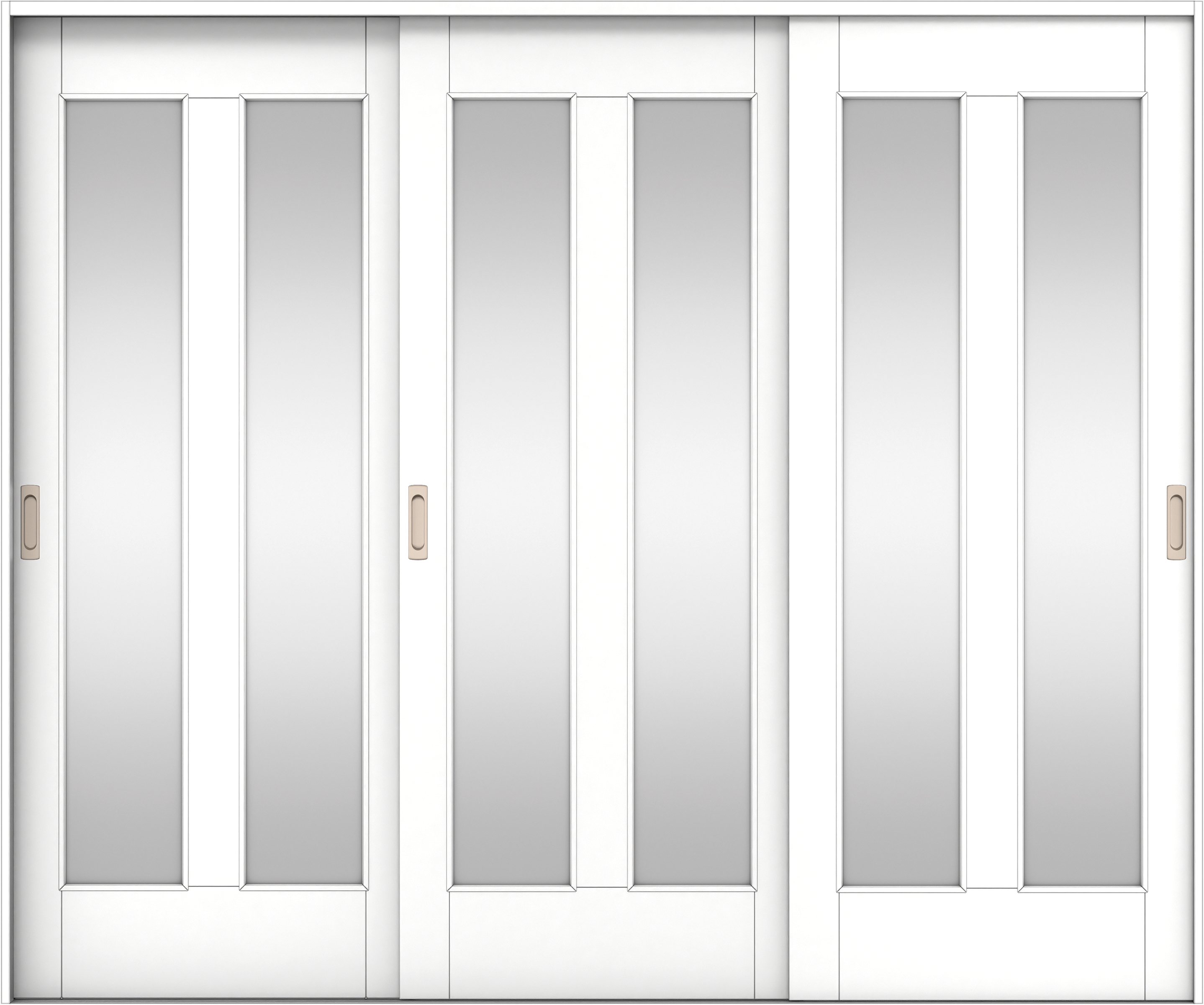 リビングドア　イエリア　引戸・３枚引違　扉セット　０６デザイン　２４３７幅用　２０００高　〈パウダーホワイト柄〉　左右兼用　錠なし　ラクラクローズ付