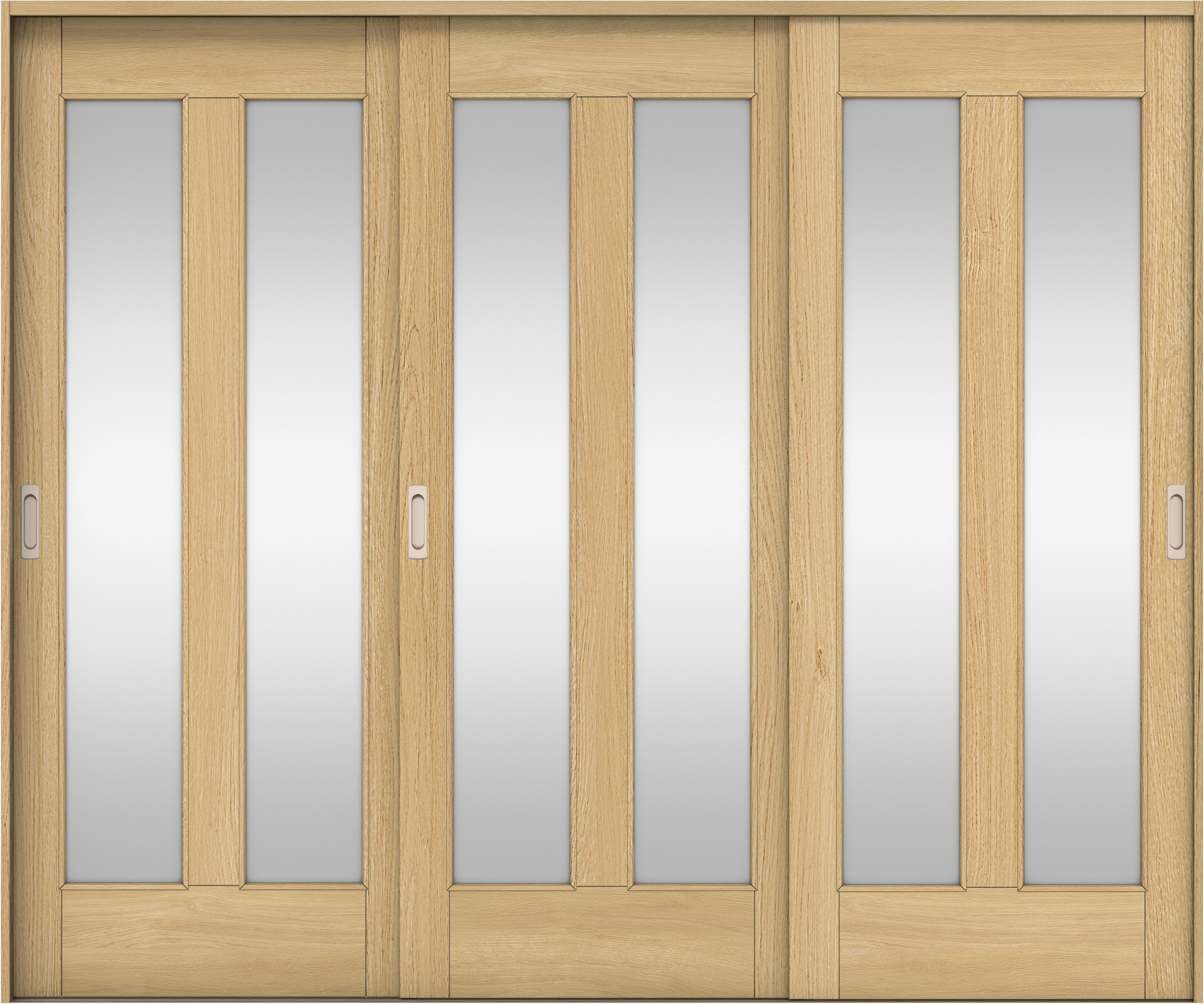 リビングドア　イエリア　引戸・３枚引違　扉セット　０６デザイン　２４３７幅用　２０００高　〈ライトオーカー柄〉　左右兼用　錠なし　ラクラクローズ付