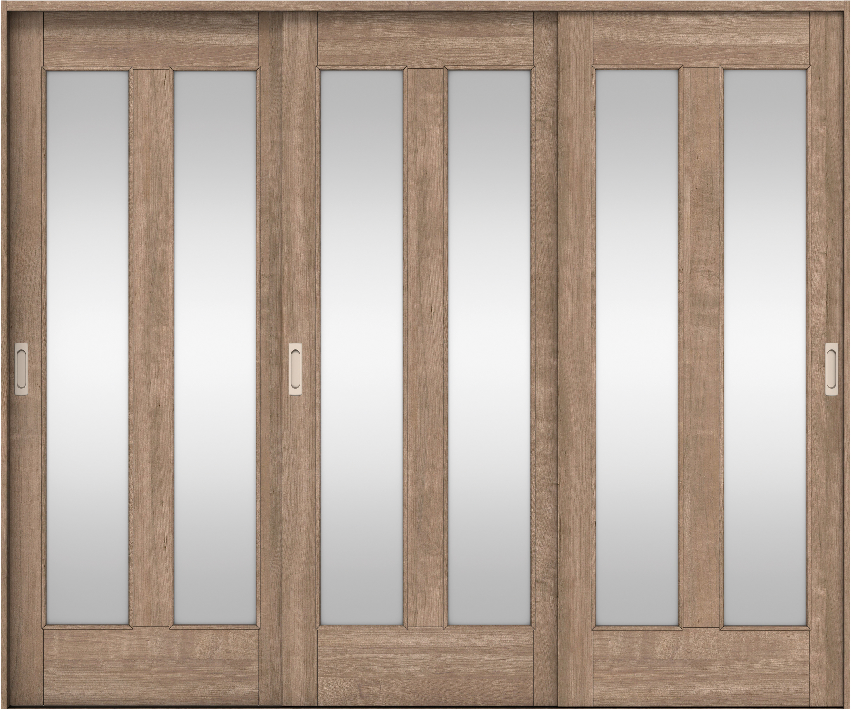 リビングドア　イエリア　引戸・３枚引違　扉セット　０６デザイン　２４３７幅用　２０００高　〈トープグレー柄〉　左右兼用　錠なし　ラクラクローズ付