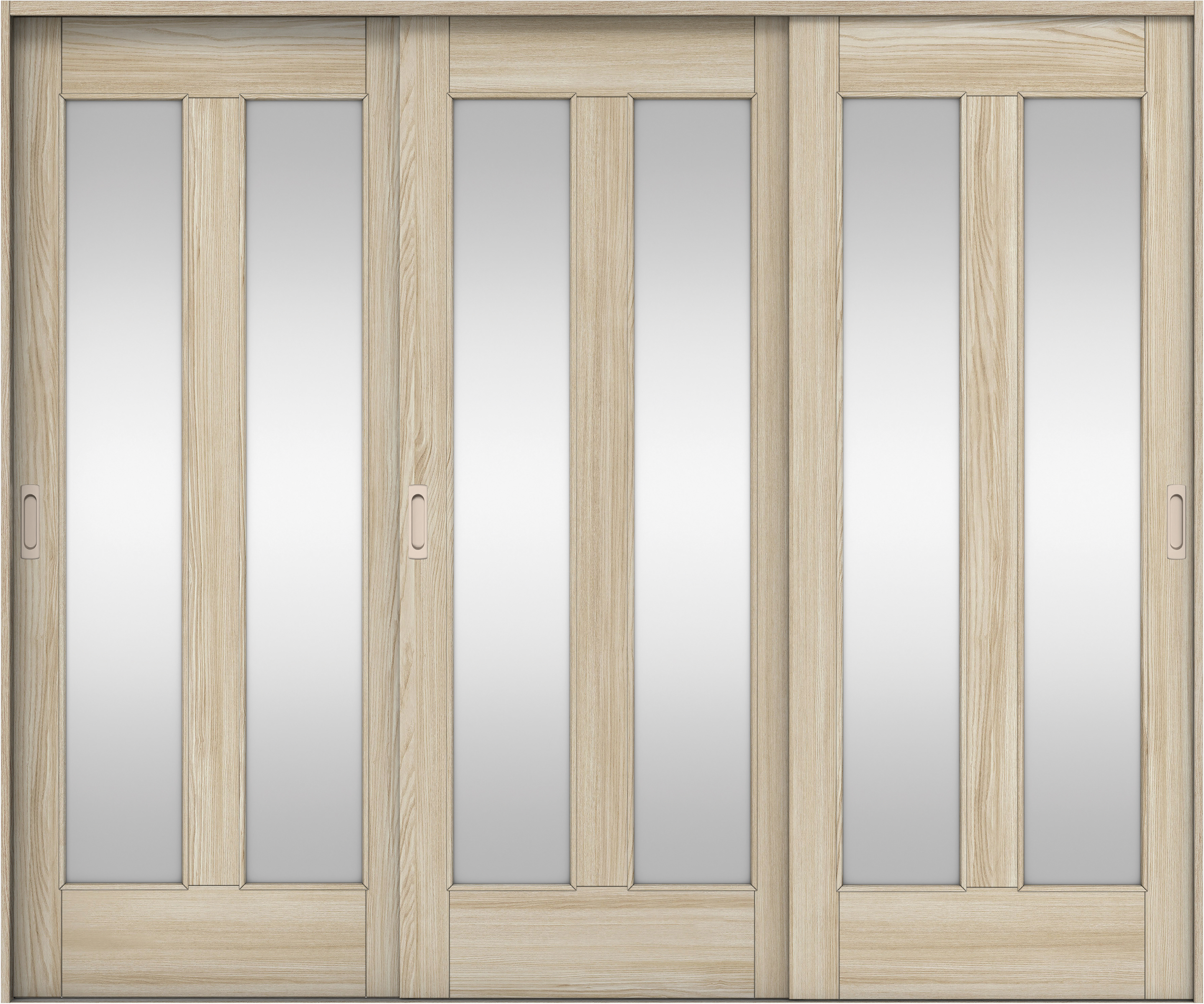 リビングドア　イエリア　引戸・３枚引違　扉セット　０６デザイン　２４３７幅用　２０００高　〈ソフトグレージュ柄〉　左右兼用　錠なし　ラクラクローズ付