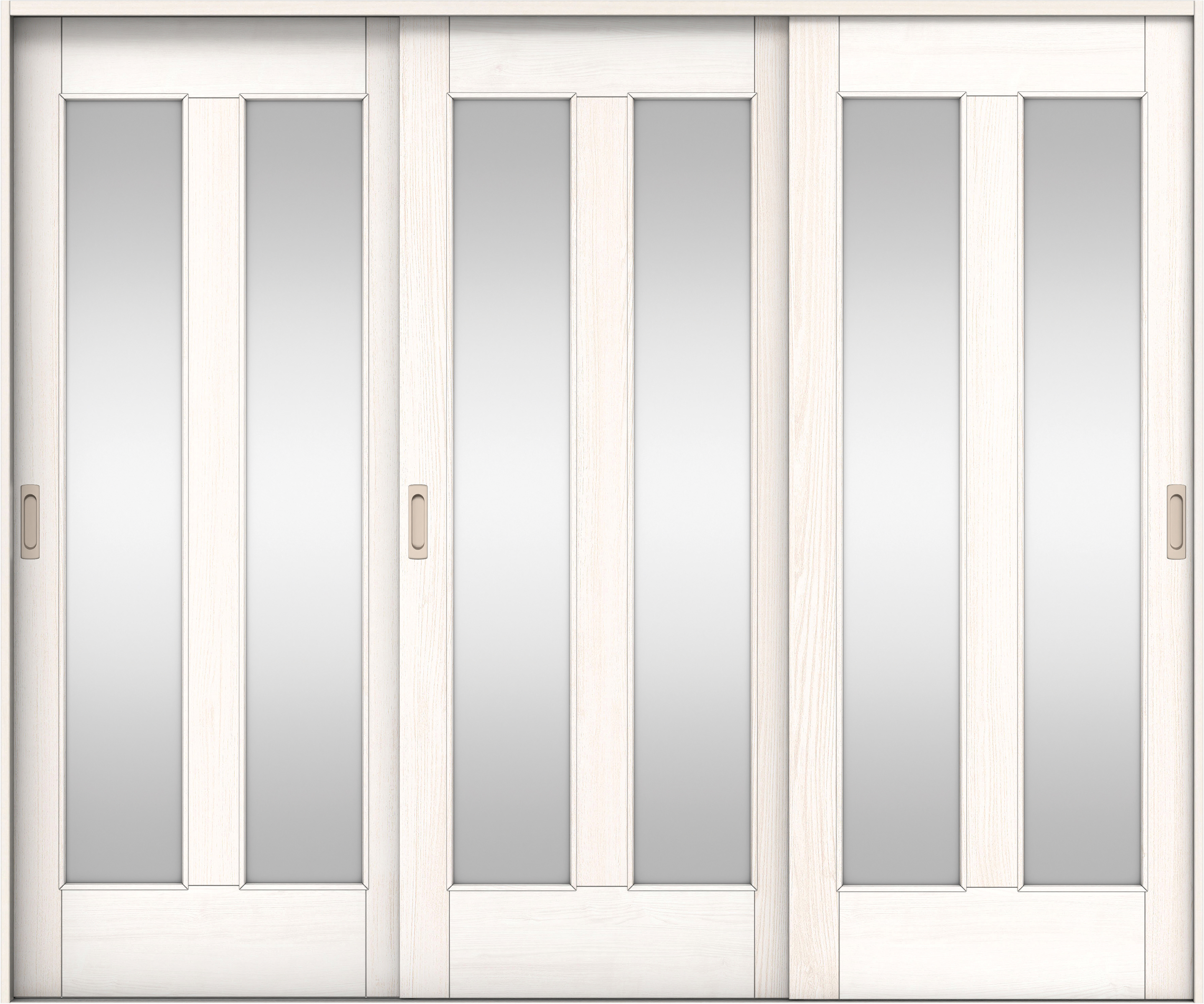 リビングドア　イエリア　引戸・３枚引違　扉セット　０６デザイン　２４３７幅用　２０００高　〈ネオホワイト柄〉　左右兼用　錠なし　ラクラクローズ付