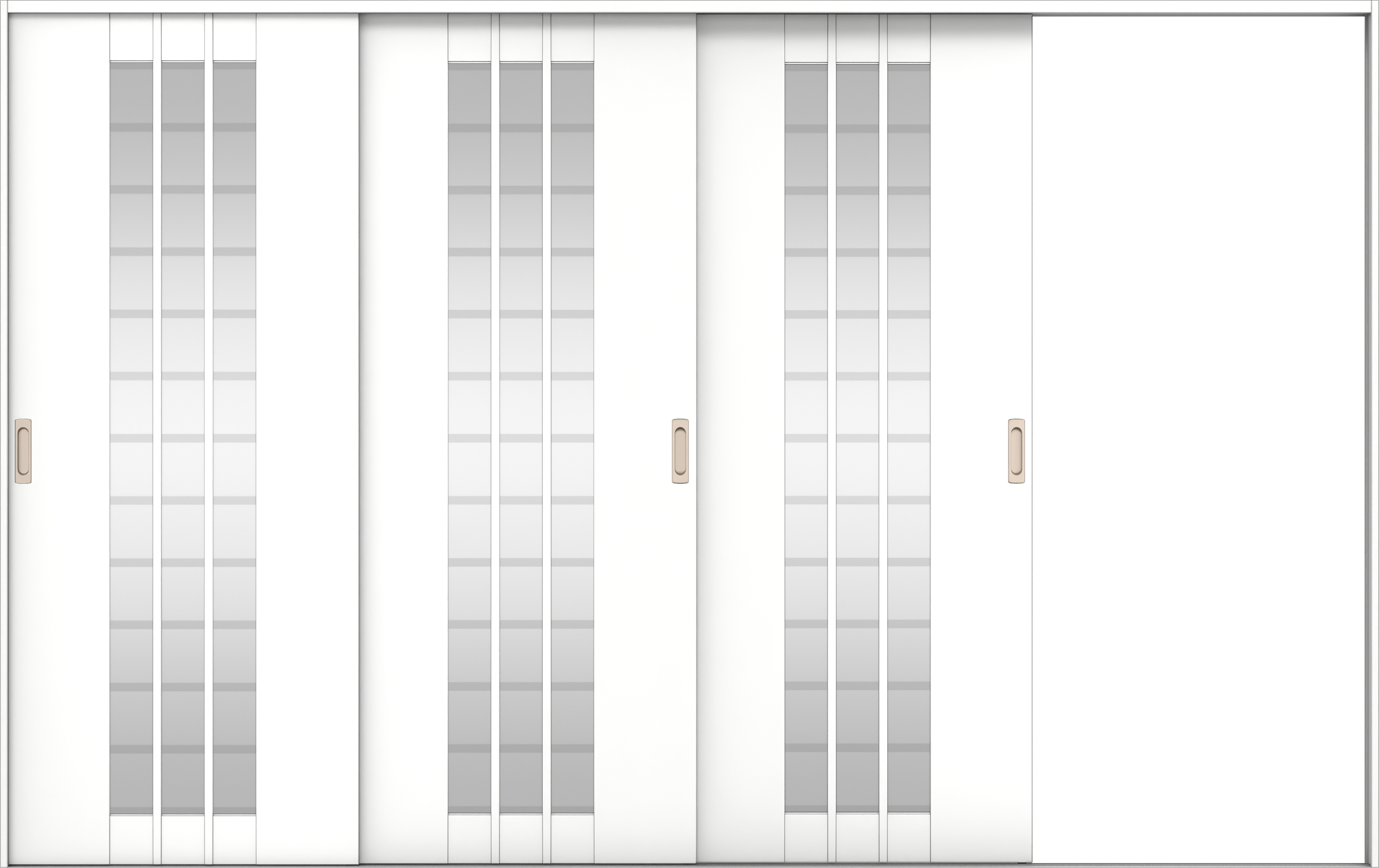 リビングドア　イエリア　引戸・３枚片引　扉セット　４Ｓデザイン　３２２９幅用　２０００高　〈パウダーホワイト柄〉　右引用　錠なし　ラクラクローズ付