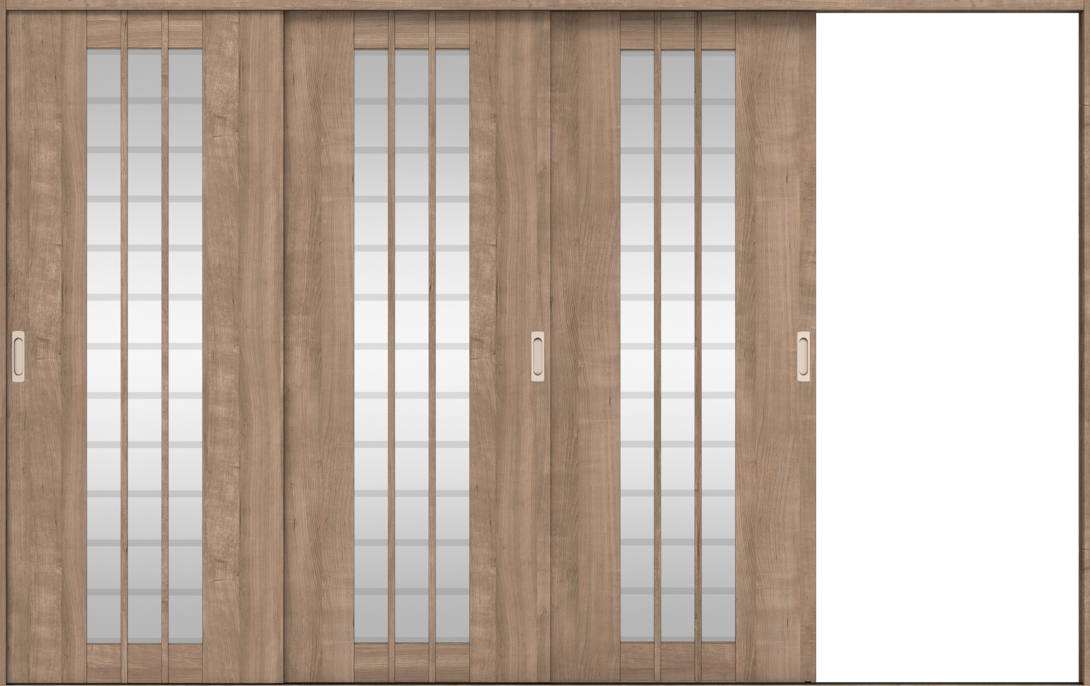 リビングドア　イエリア　引戸・３枚片引　扉セット　４Ｓデザイン　３２２９幅用　２０００高　〈トープグレー柄〉　右引用　錠なし　ラクラクローズ付