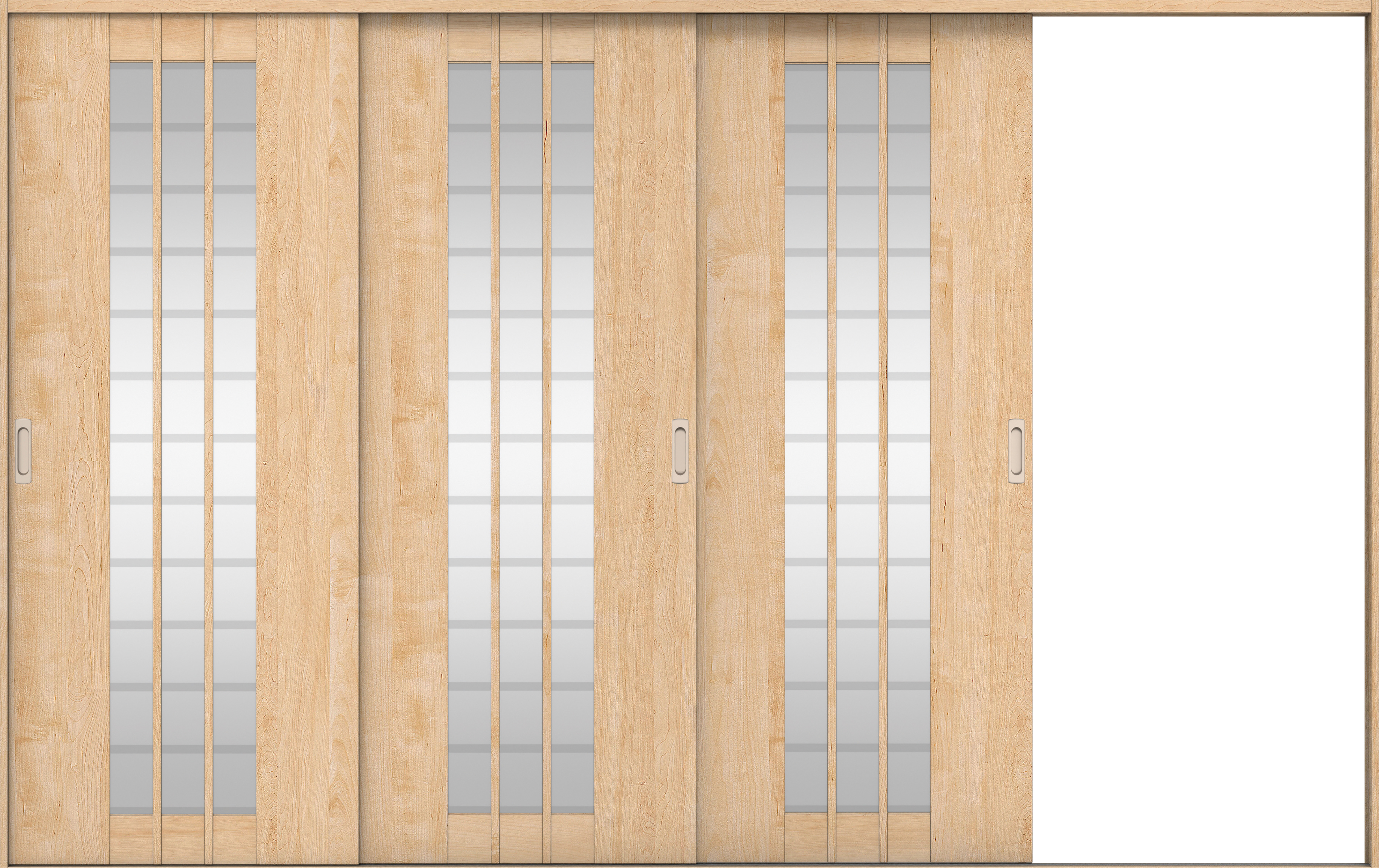 リビングドア　イエリア　引戸・３枚片引　扉セット　４Ｓデザイン　３２２９幅用　２０００高　〈ミルベージュ柄〉　右引用　錠なし　ラクラクローズ付