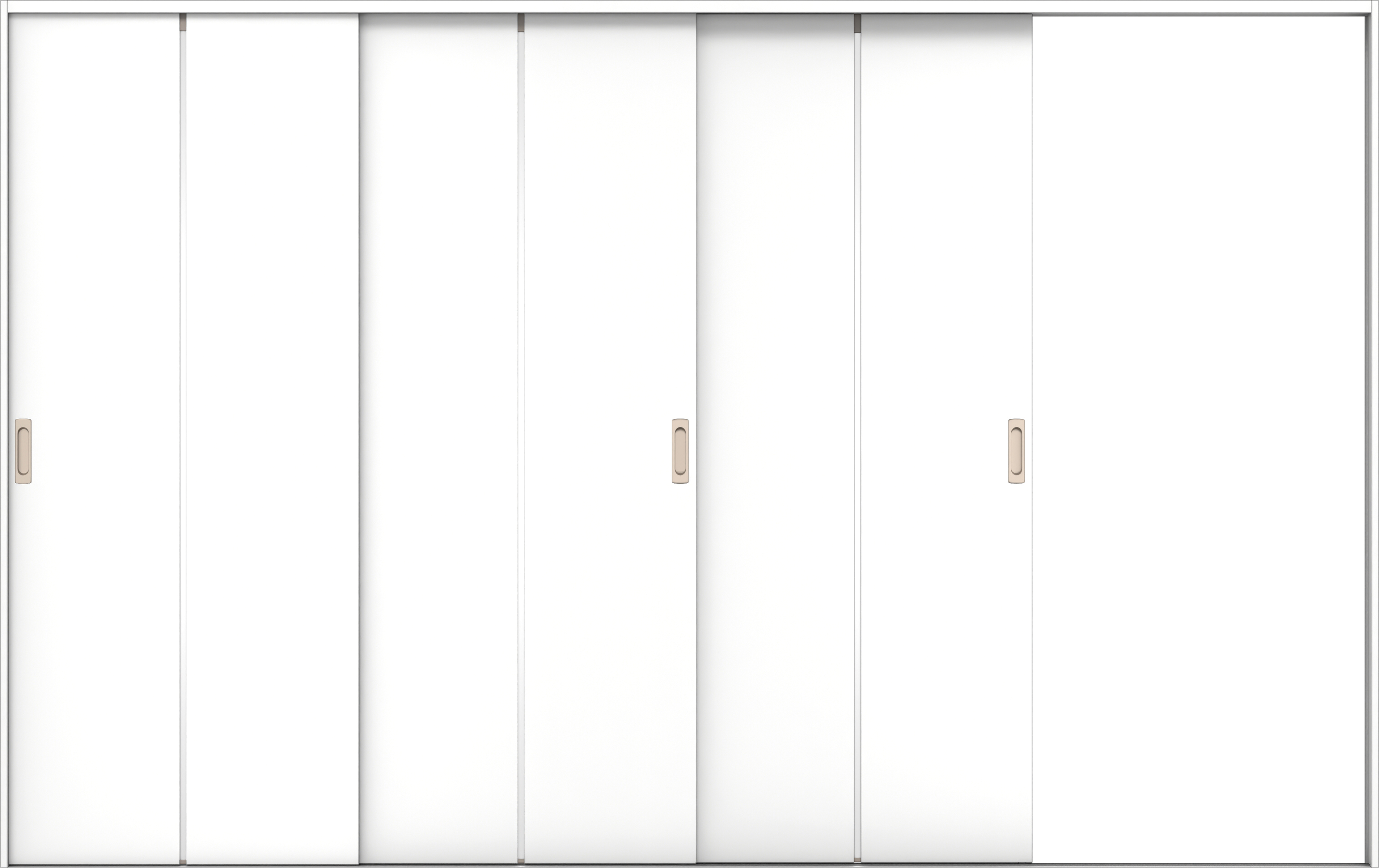 リビングドア　イエリア　引戸・３枚片引　扉セット　６Ｐデザイン　３２２９幅用　２０００高　〈パウダーホワイト柄〉　右引用　錠なし　ラクラクローズ付