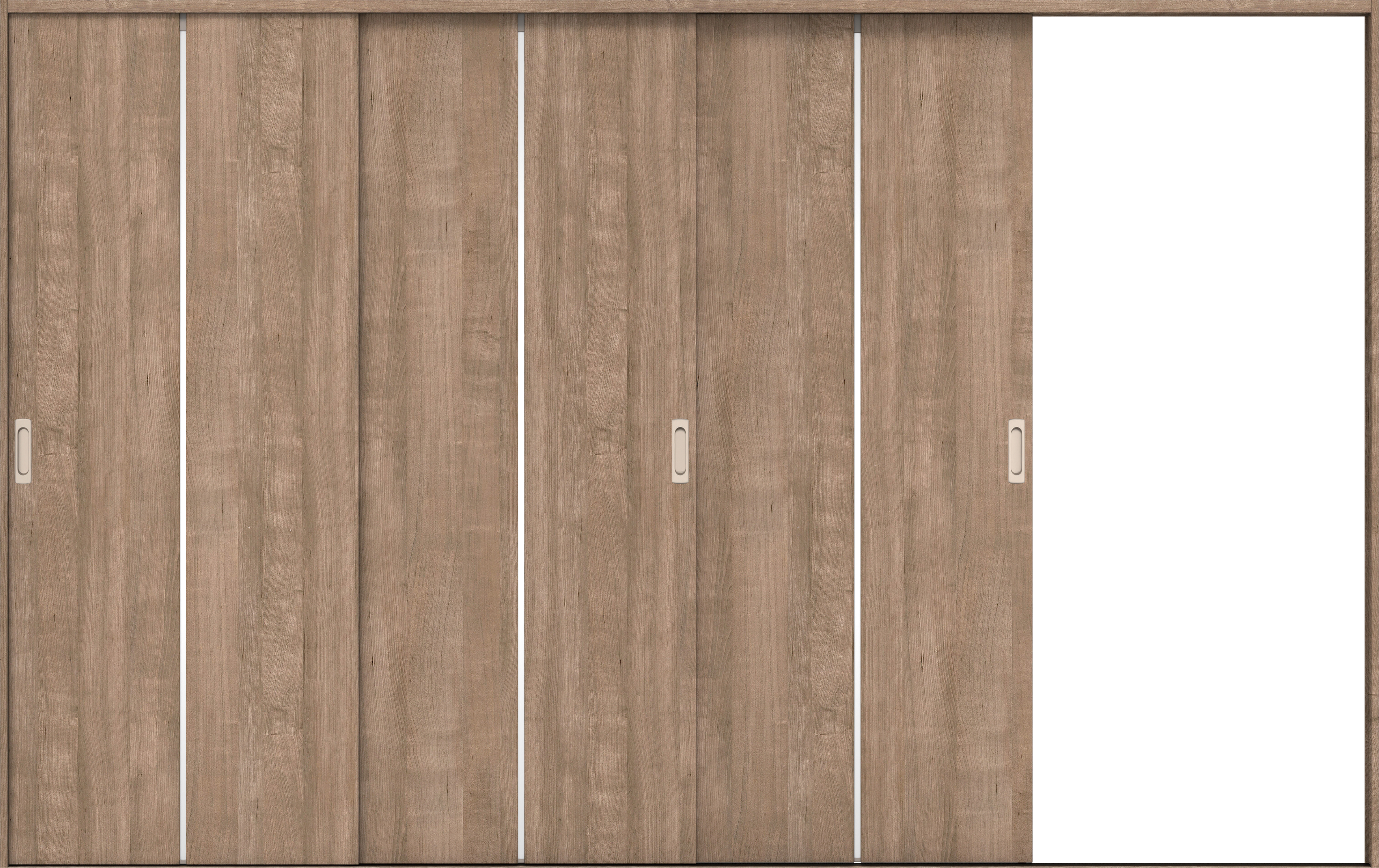 リビングドア　イエリア　引戸・３枚片引　扉セット　６Ｐデザイン　３２２９幅用　２０００高　〈トープグレー柄〉　右引用　錠なし　ラクラクローズ付