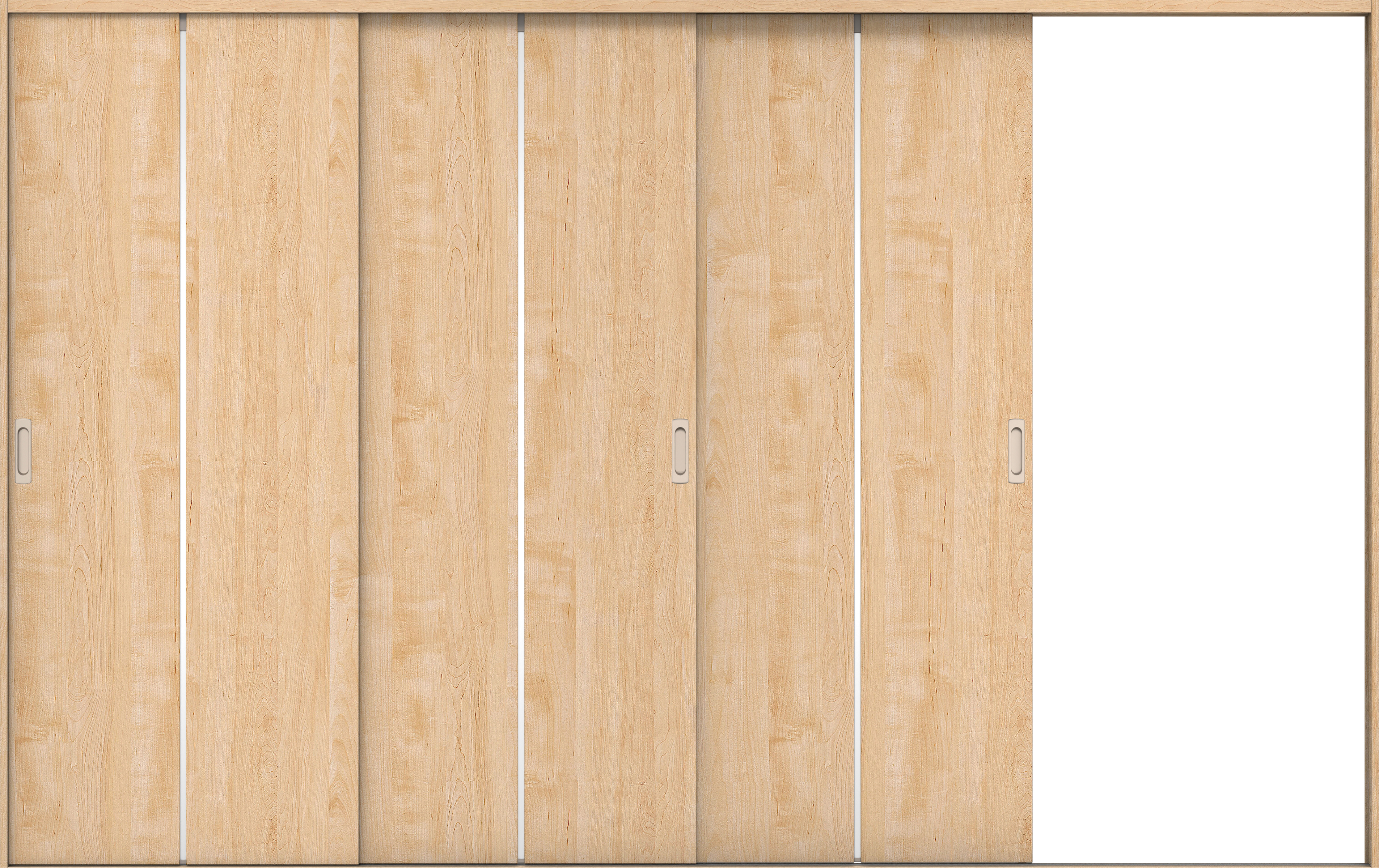 リビングドア　イエリア　引戸・３枚片引　扉セット　６Ｐデザイン　３２２９幅用　２０００高　〈ミルベージュ柄〉　右引用　錠なし　ラクラクローズ付