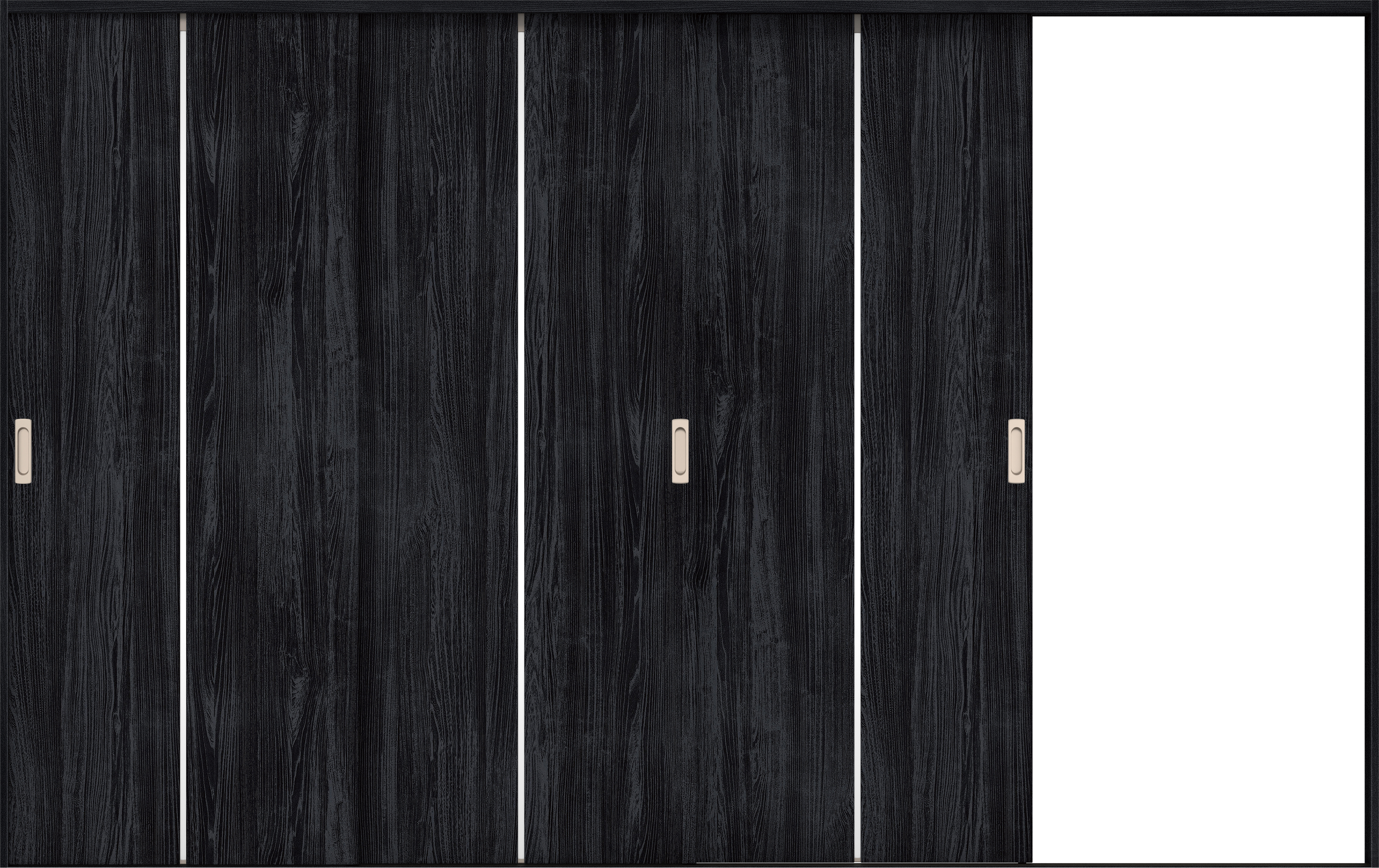 リビングドア　イエリア　引戸・３枚片引　扉セット　６Ｐデザイン　３２２９幅用　２０００高　〈モスブラック柄〉　右引用　錠なし　ラクラクローズ付