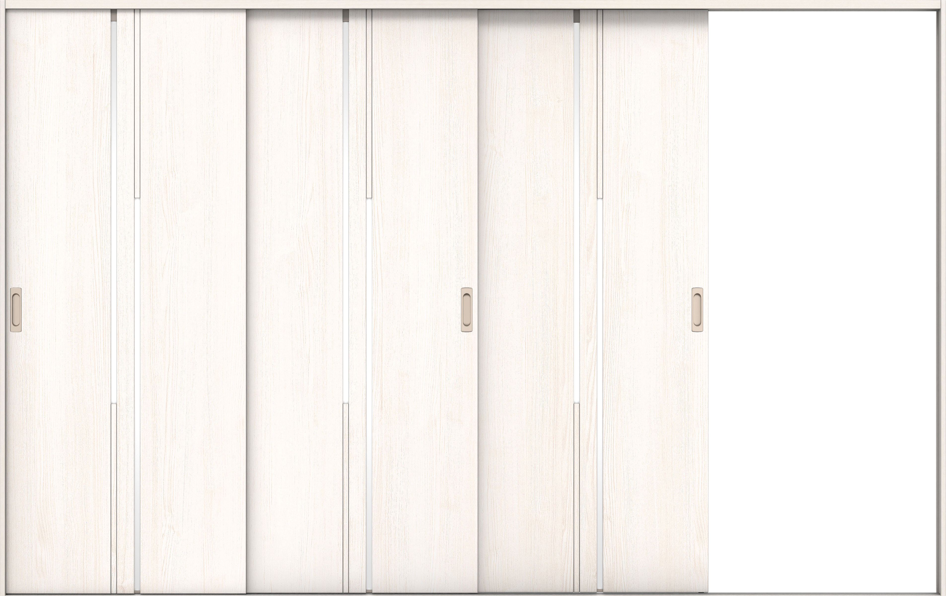 リビングドア　イエリア　引戸・３枚片引　扉セット　７Ｐデザイン　３２２９幅用　２０００高　〈ネオホワイト柄〉　右引用　錠なし　ラクラクローズ付