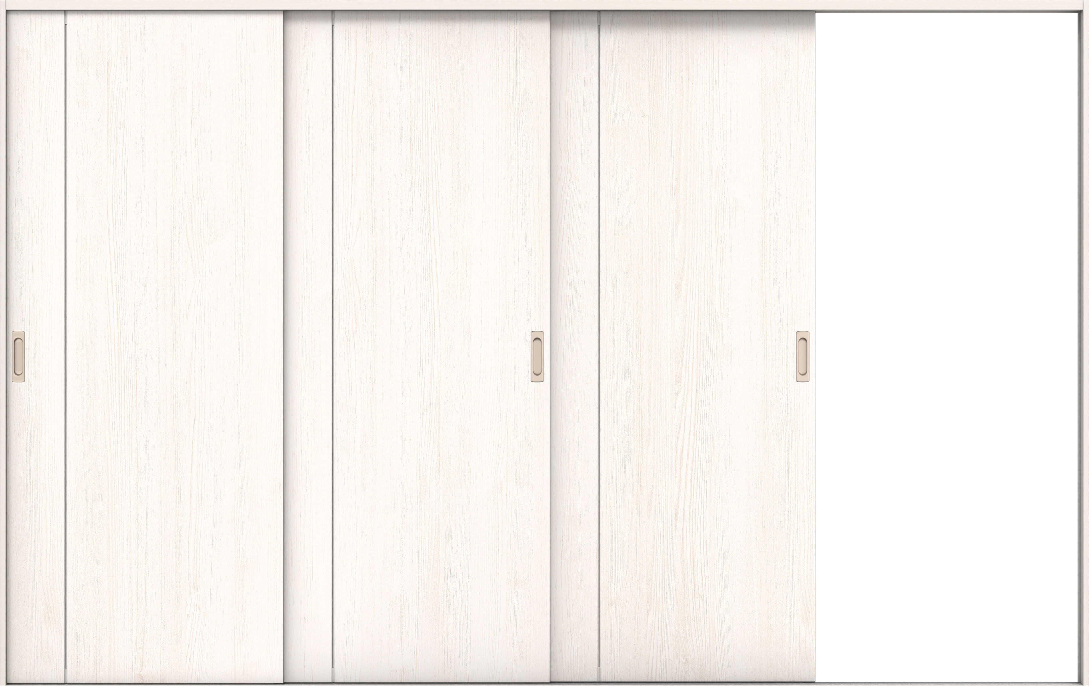 リビングドア　イエリア　引戸・３枚片引　扉セット　Ｂ１デザイン　３２２９幅用　２０００高　〈ネオホワイト柄〉　右引用　錠なし　ラクラクローズ付