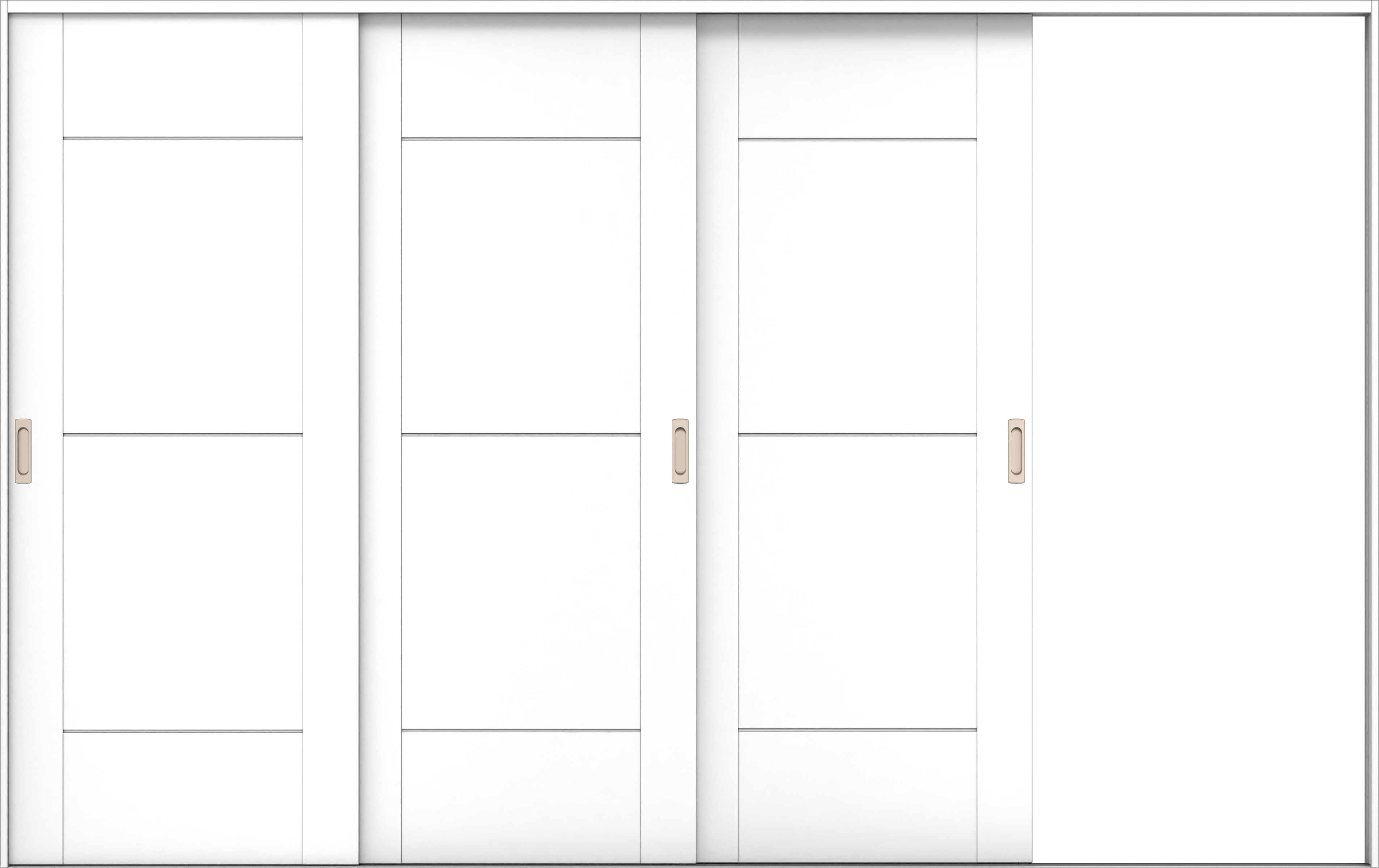 リビングドア　イエリア　引戸・３枚片引　扉セット　Ｂ９デザイン　３２２９幅用　２０００高　〈パウダーホワイト柄〉　右引用　錠なし　ラクラクローズ付