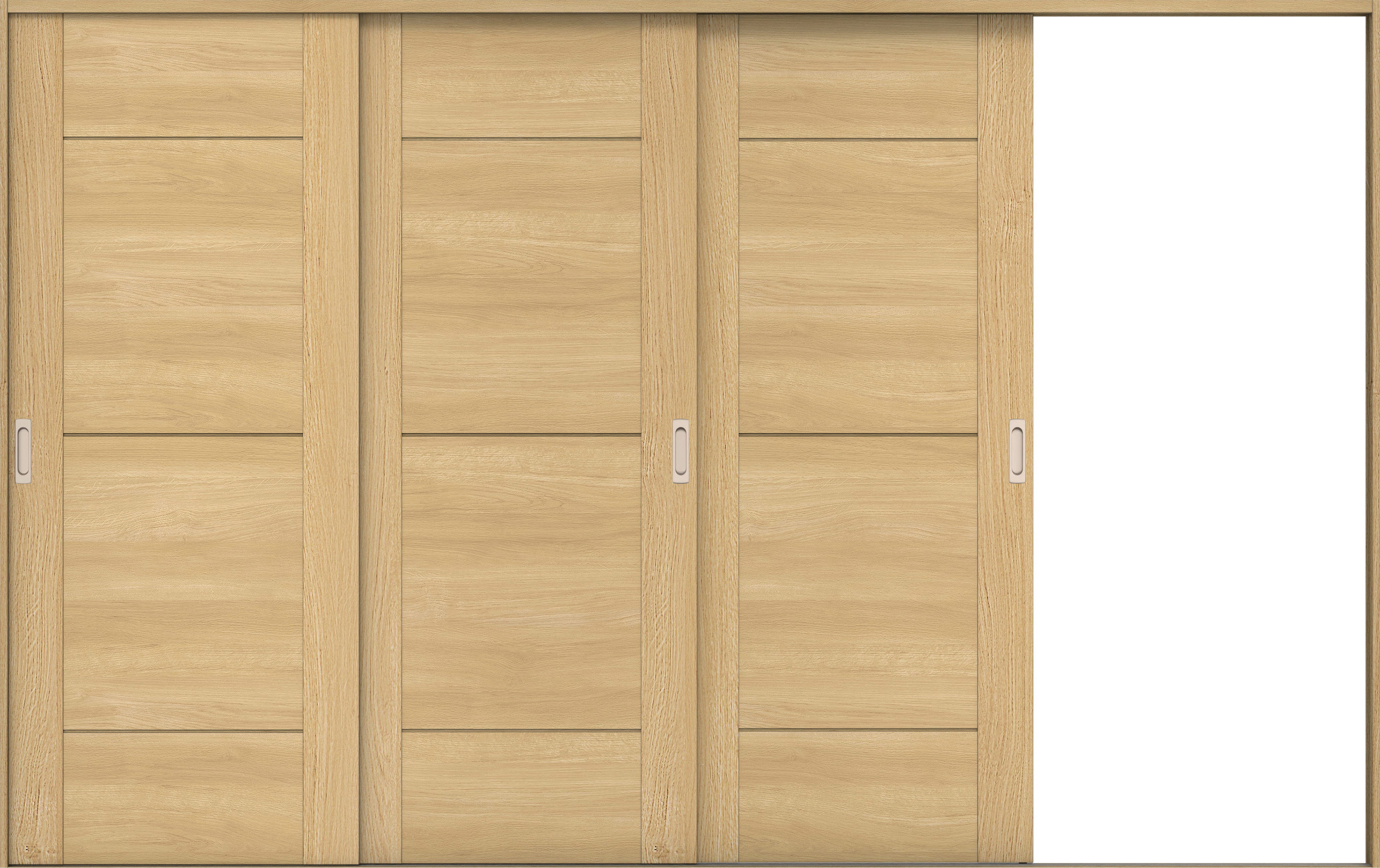 リビングドア　イエリア　引戸・３枚片引　扉セット　Ｂ９デザイン　３２２９幅用　２０００高　〈ライトオーカー柄〉　右引用　錠なし　ラクラクローズ付