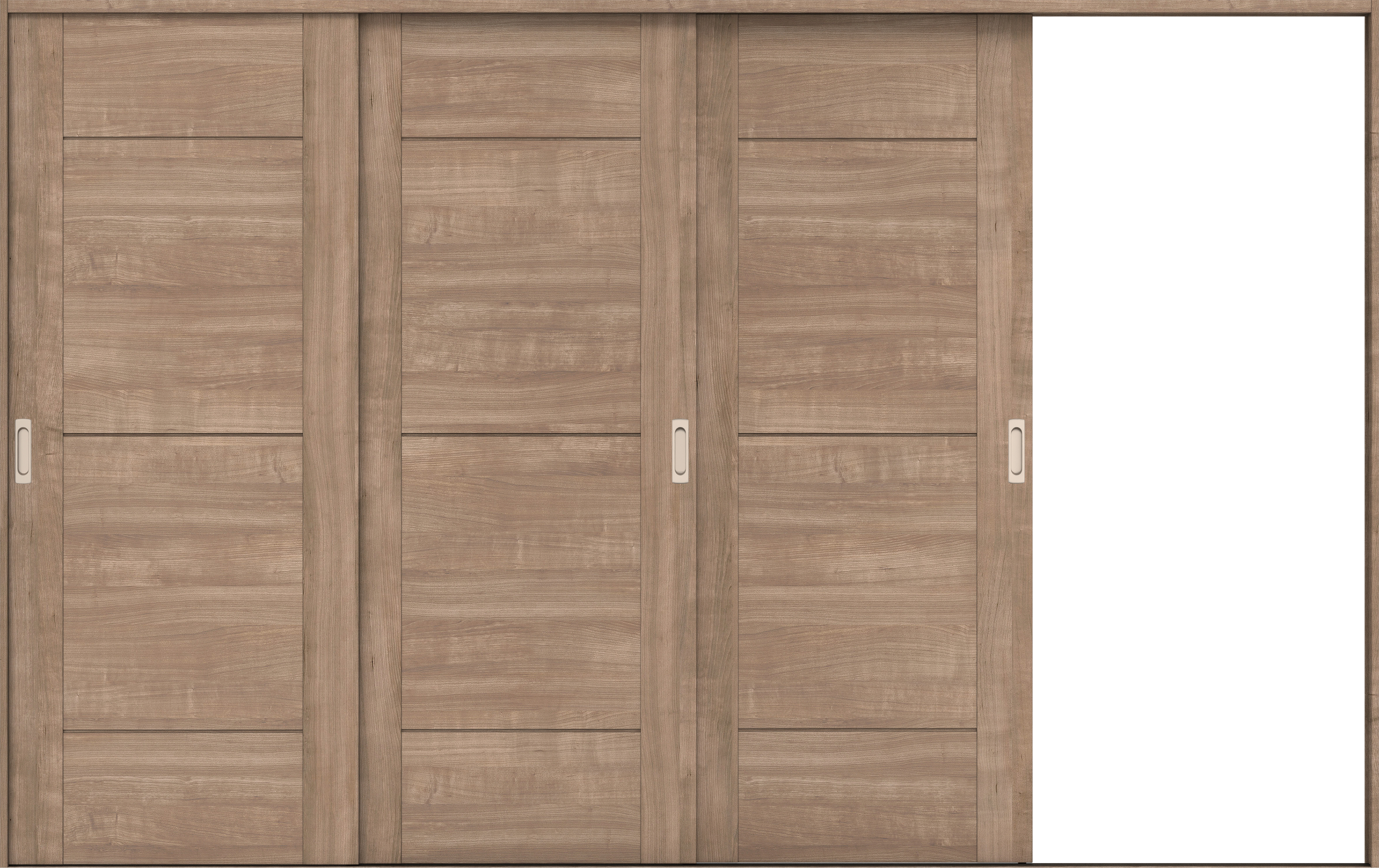 リビングドア　イエリア　引戸・３枚片引　扉セット　Ｂ９デザイン　３２２９幅用　２０００高　〈トープグレー柄〉　右引用　錠なし　ラクラクローズ付