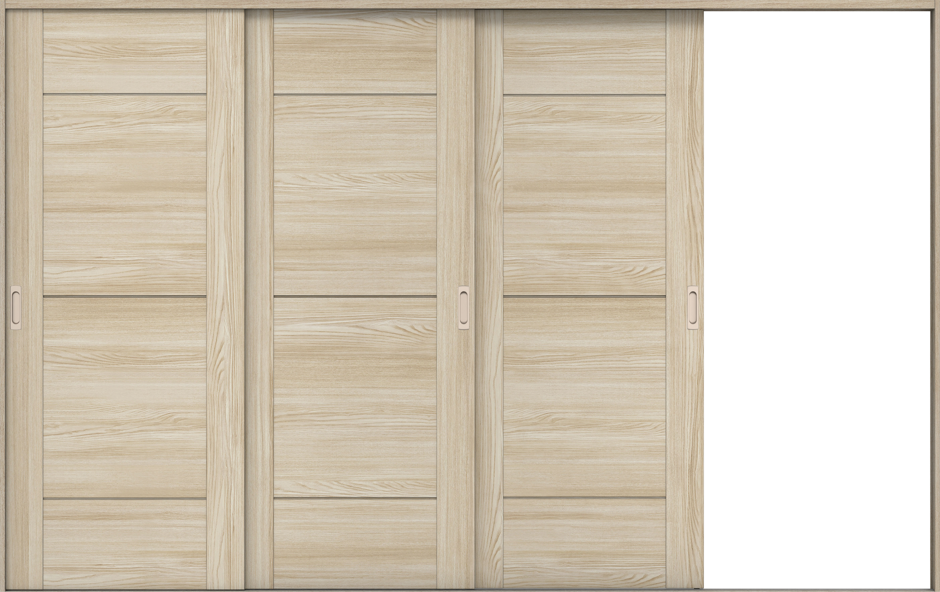 リビングドア　イエリア　引戸・３枚片引　扉セット　Ｂ９デザイン　３２２９幅用　２０００高　〈ソフトグレージュ柄〉　右引用　錠なし　ラクラクローズ付