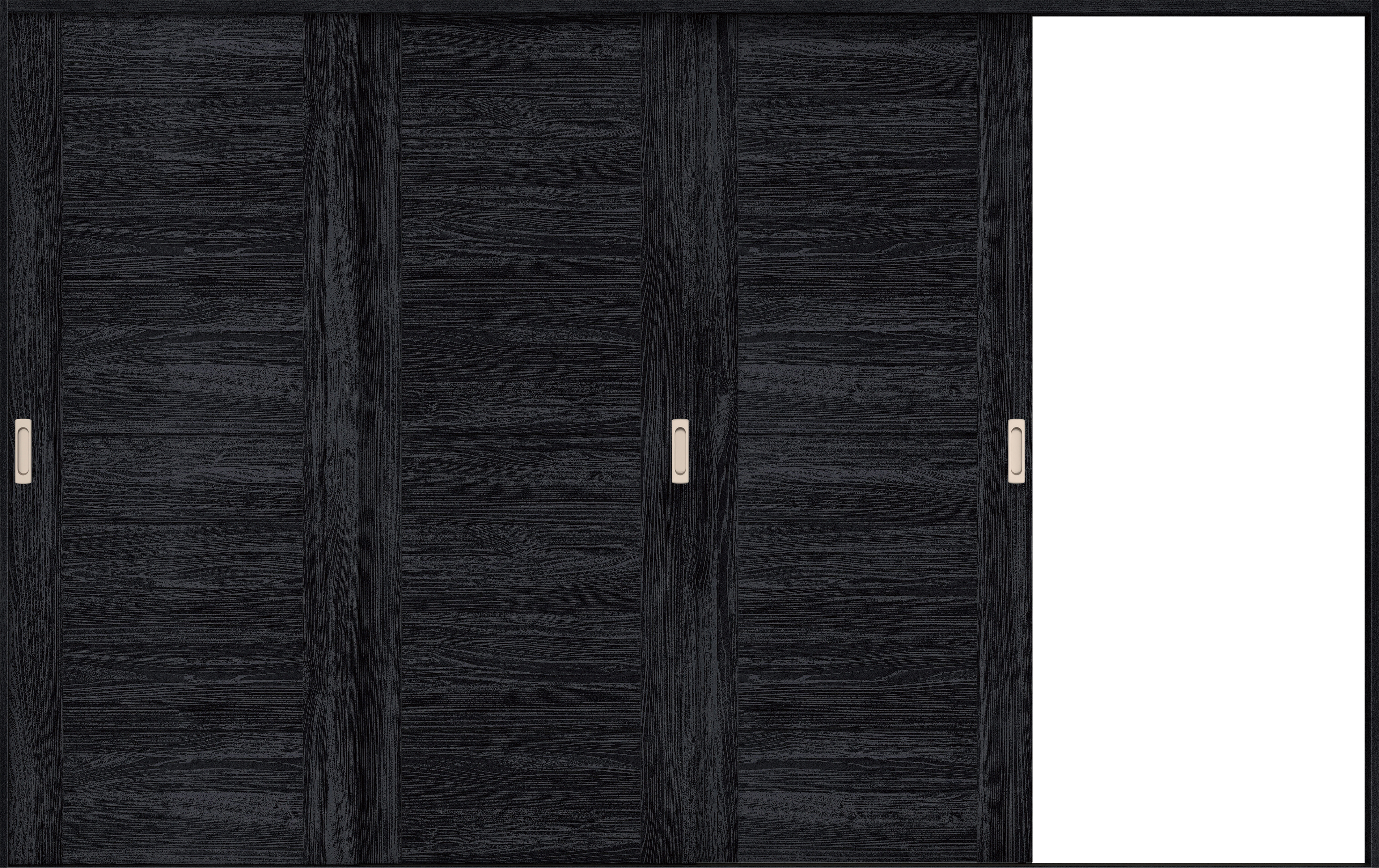 リビングドア　イエリア　引戸・３枚片引　扉セット　Ｂ９デザイン　３２２９幅用　２０００高　〈モスブラック柄〉　右引用　錠なし　ラクラクローズ付