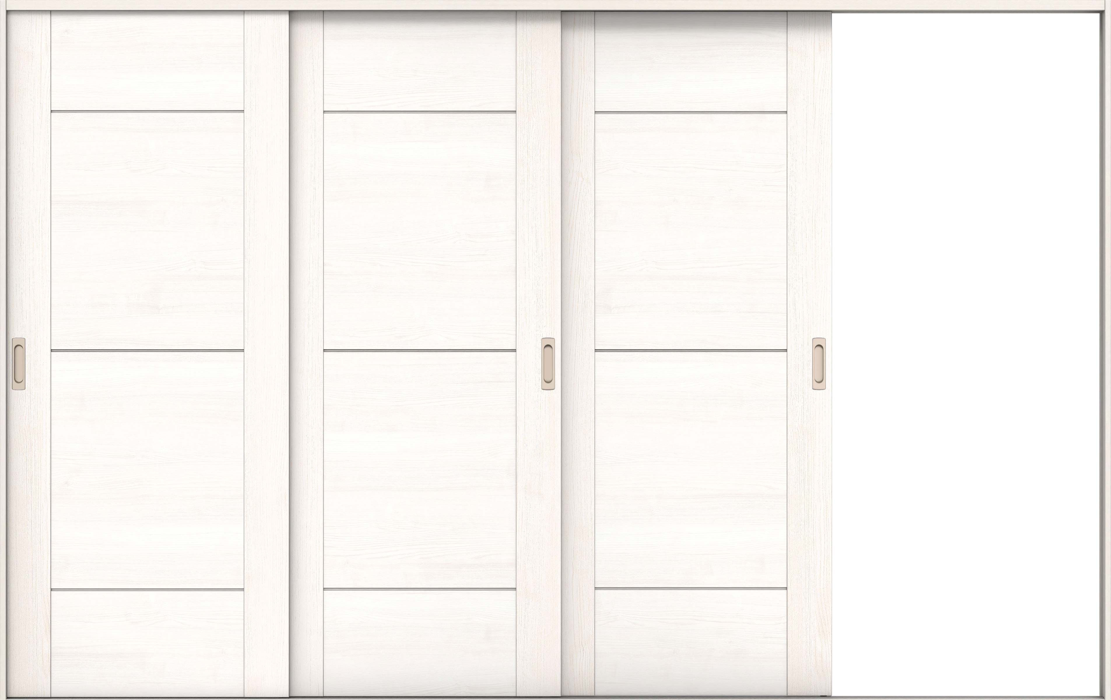 リビングドア　イエリア　引戸・３枚片引　扉セット　Ｂ９デザイン　３２２９幅用　２０００高　〈ネオホワイト柄〉　右引用　錠なし　ラクラクローズ付