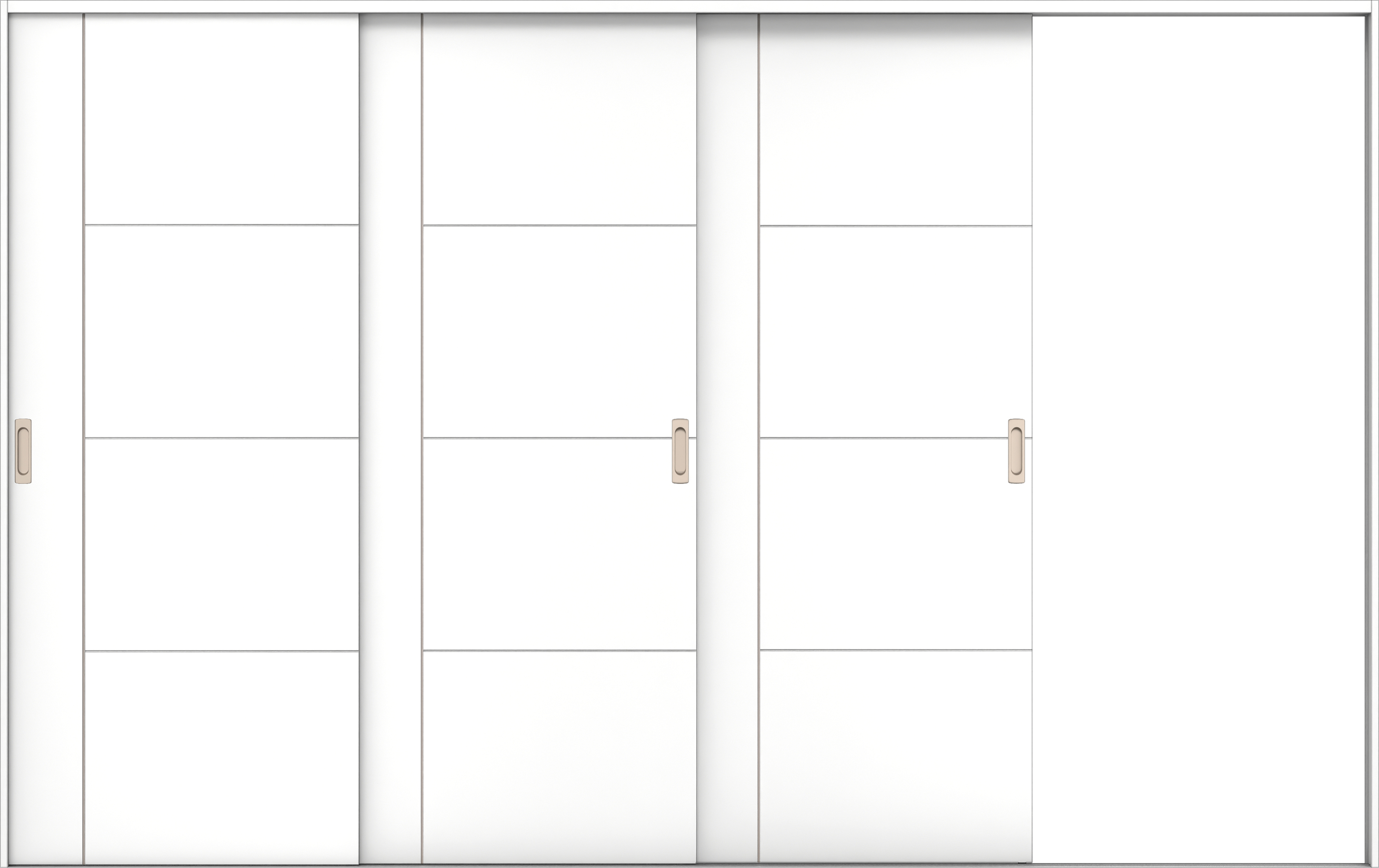 リビングドア　イエリア　引戸・３枚片引　扉セット　Ｄ１デザイン　３２２９幅用　２０００高　〈パウダーホワイト柄〉　右引用　錠なし　ラクラクローズ付