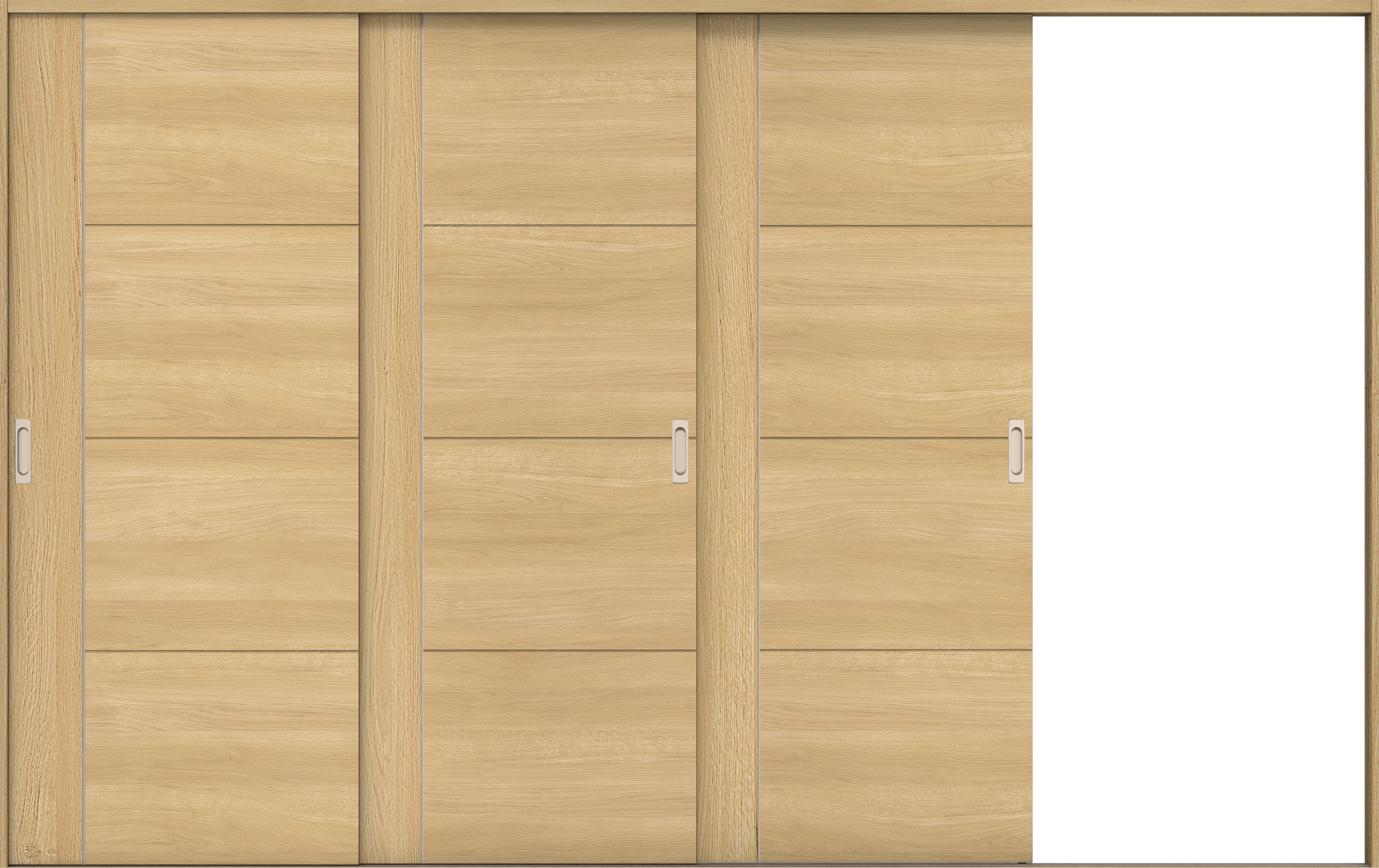 リビングドア　イエリア　引戸・３枚片引　扉セット　Ｄ１デザイン　３２２９幅用　２０００高　〈ライトオーカー柄〉　右引用　錠なし　ラクラクローズ付