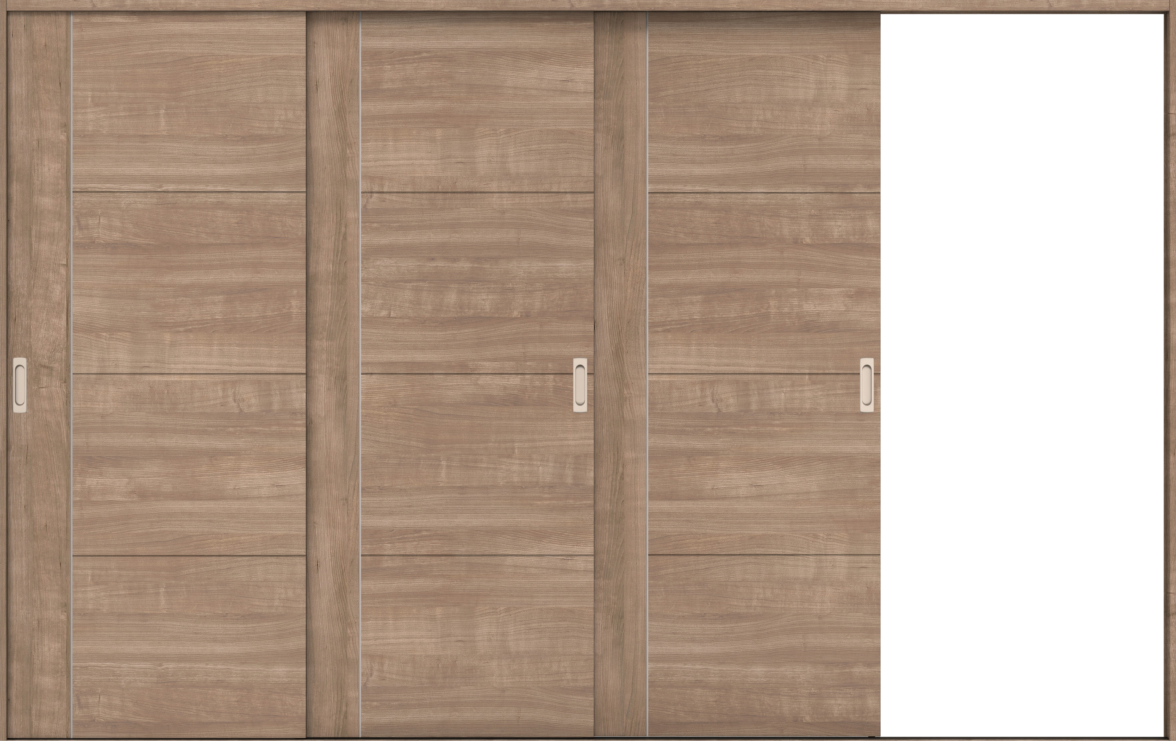 リビングドア　イエリア　引戸・３枚片引　扉セット　Ｄ１デザイン　３２２９幅用　２０００高　〈トープグレー柄〉　右引用　錠なし　ラクラクローズ付