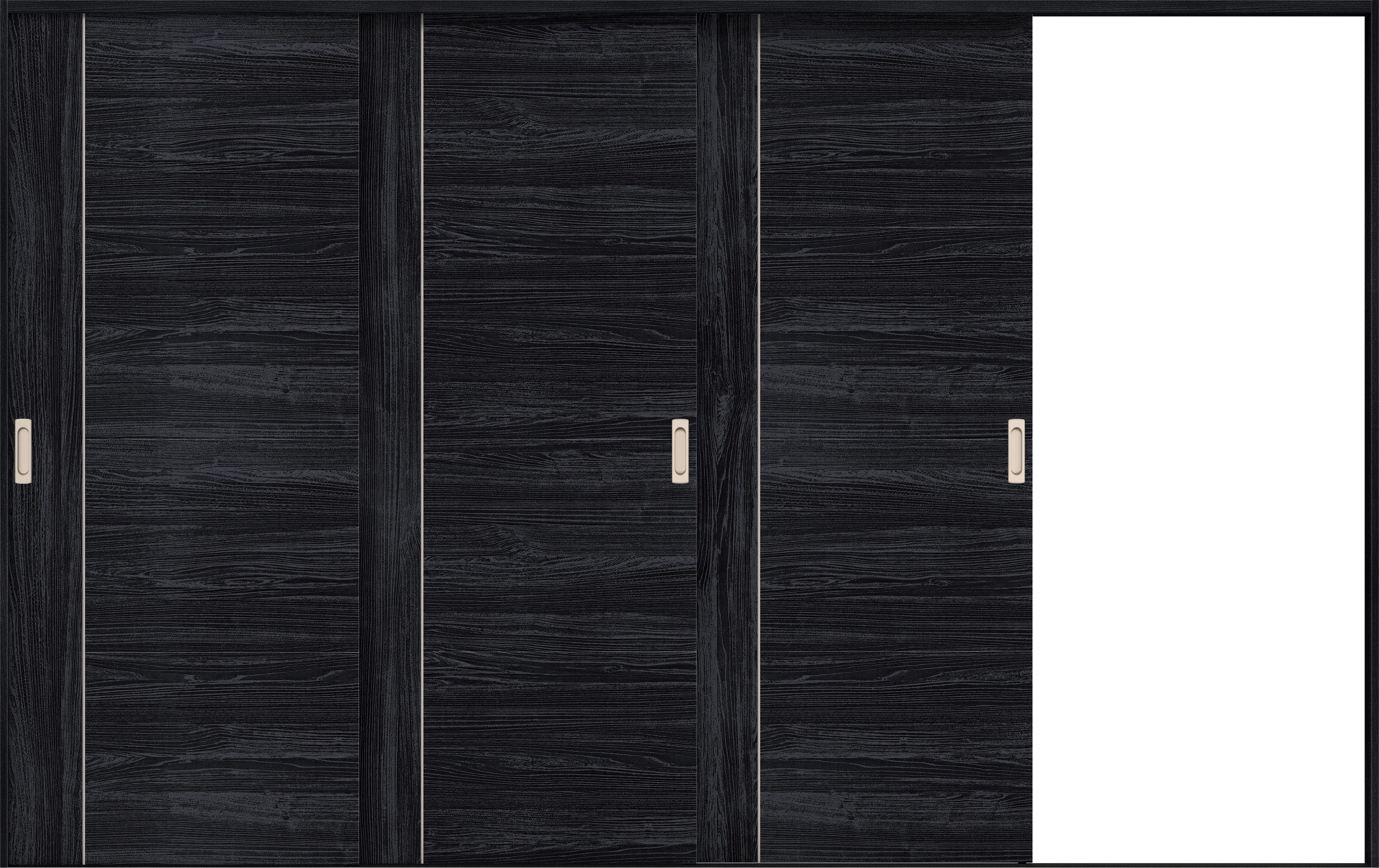 リビングドア　イエリア　引戸・３枚片引　扉セット　Ｄ１デザイン　３２２９幅用　２０００高　〈モスブラック柄〉　右引用　錠なし　ラクラクローズ付