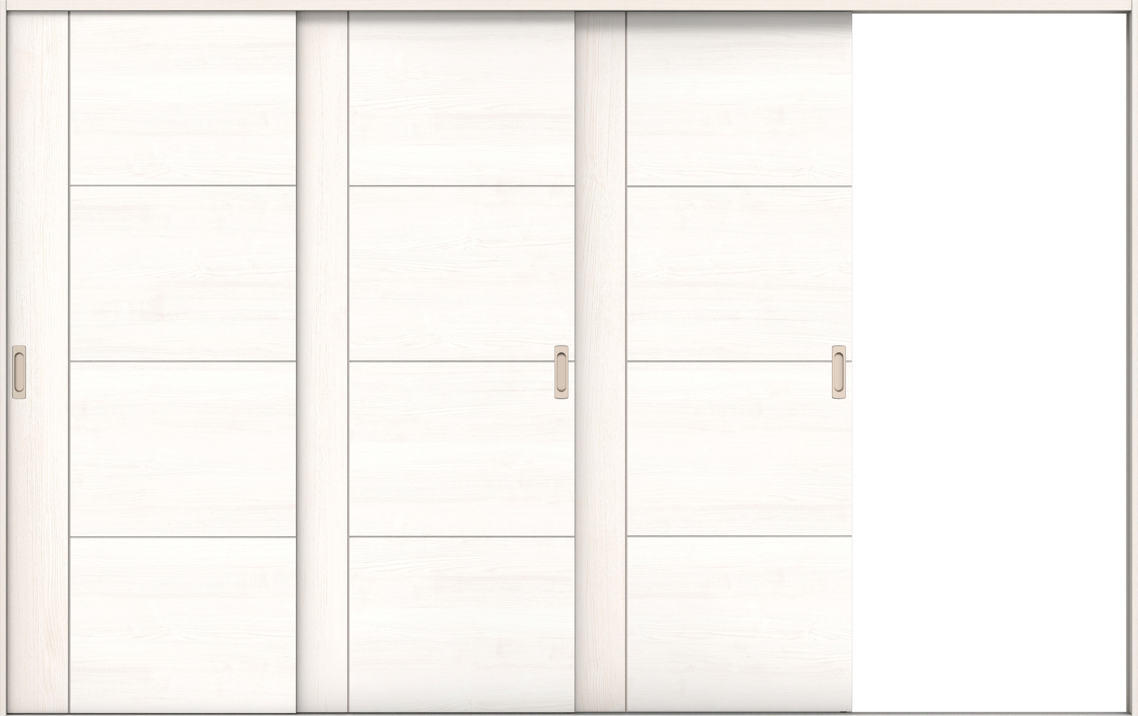 リビングドア　イエリア　引戸・３枚片引　扉セット　Ｄ１デザイン　３２２９幅用　２０００高　〈ネオホワイト柄〉　右引用　錠なし　ラクラクローズ付